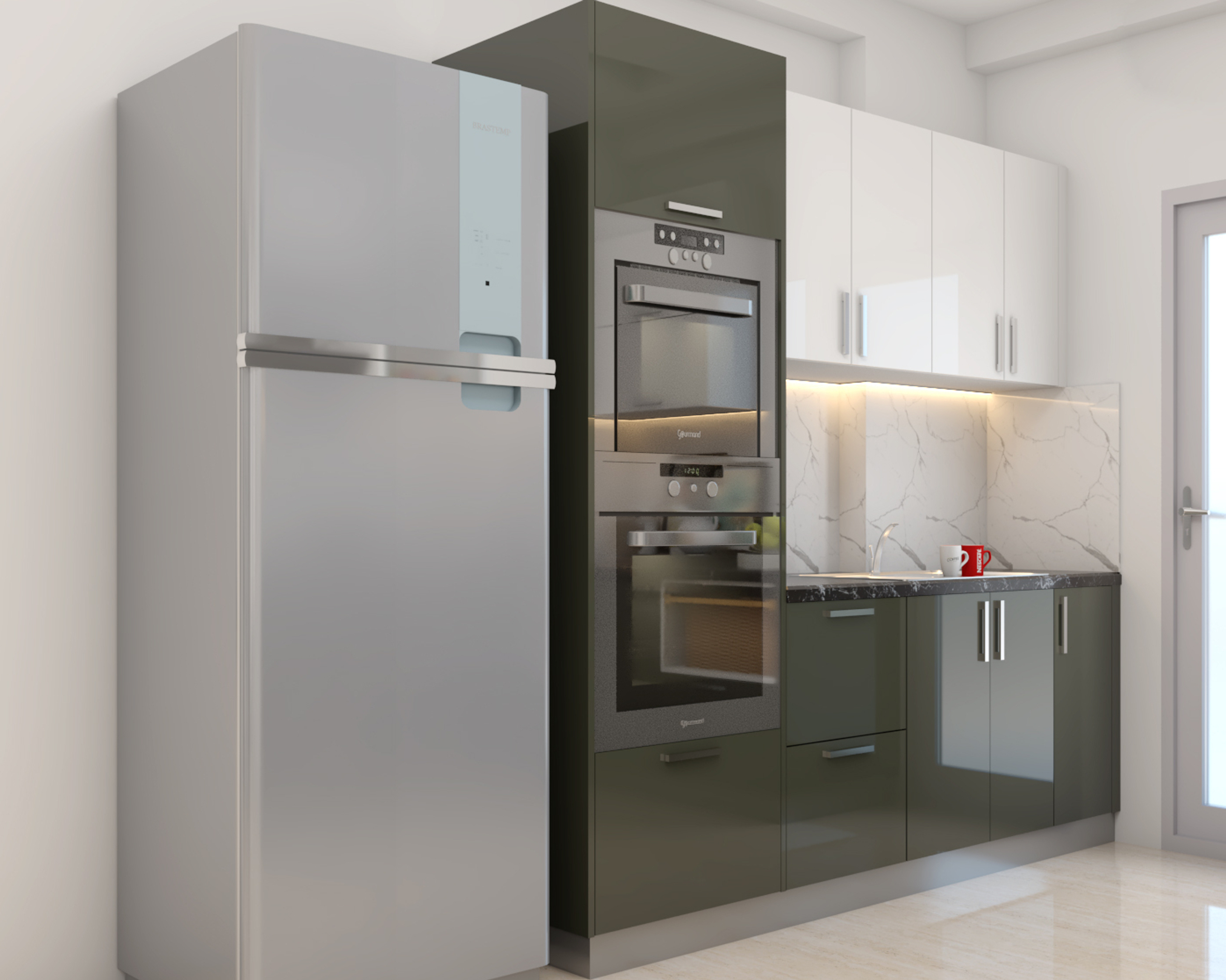 Compact Kitchen Design Idea With Tall Wall Unit Livspace