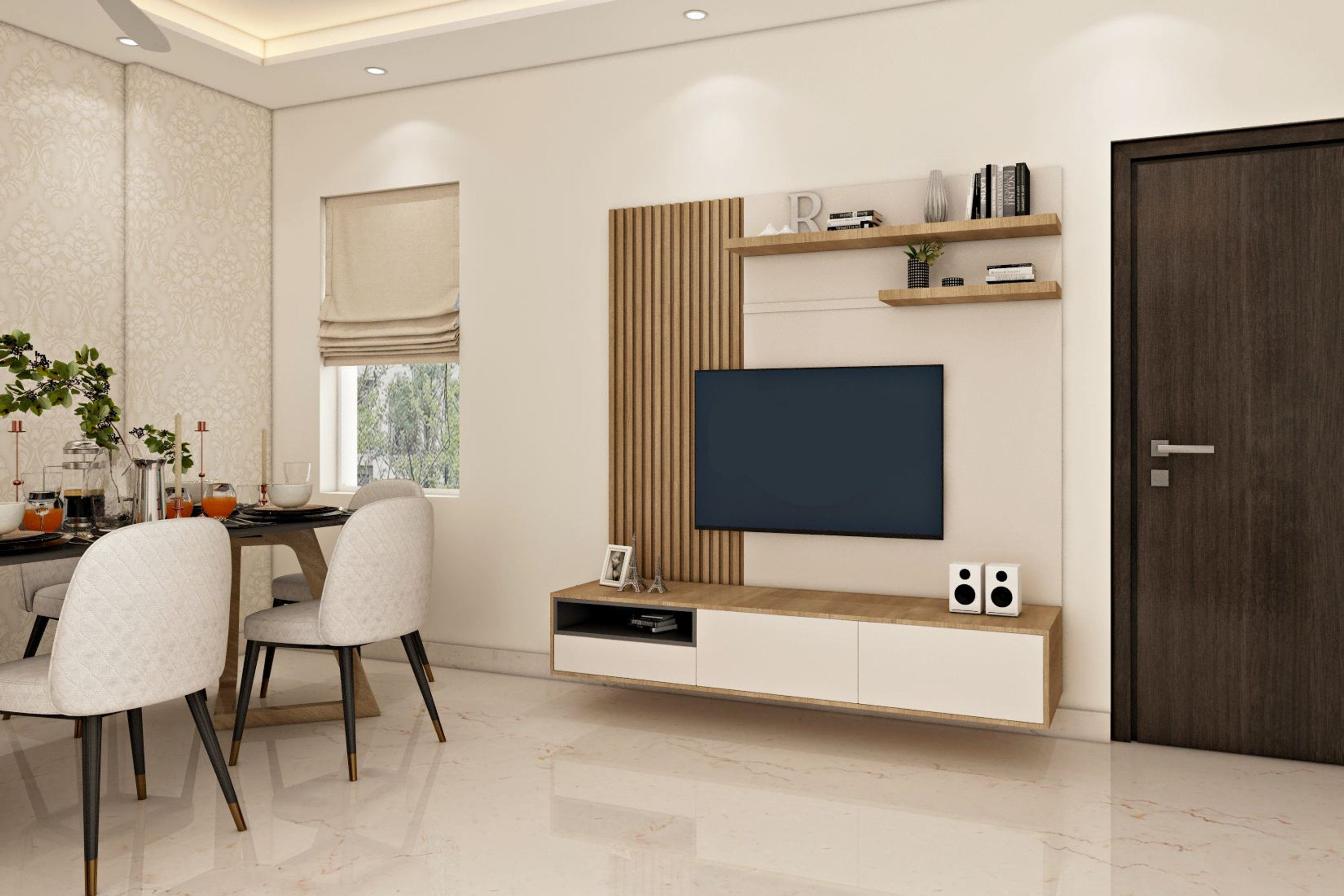 Contemporary Tv Unit Design Idea With Open Racks Livspace 7327