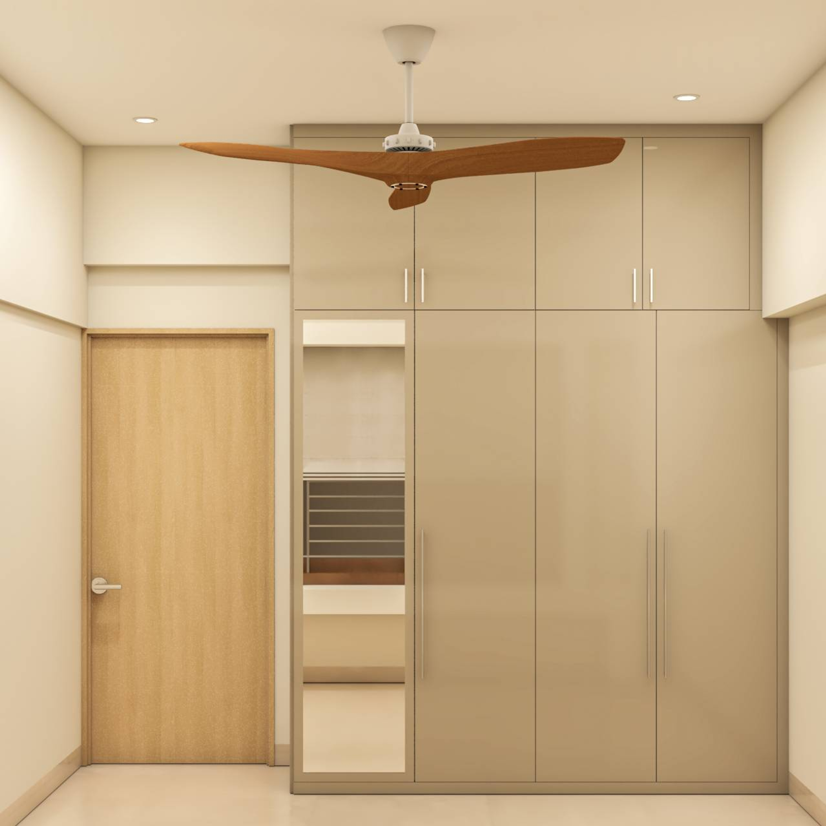 Modern Spacious Wardrobe With Beige Toned Laminates Livspace