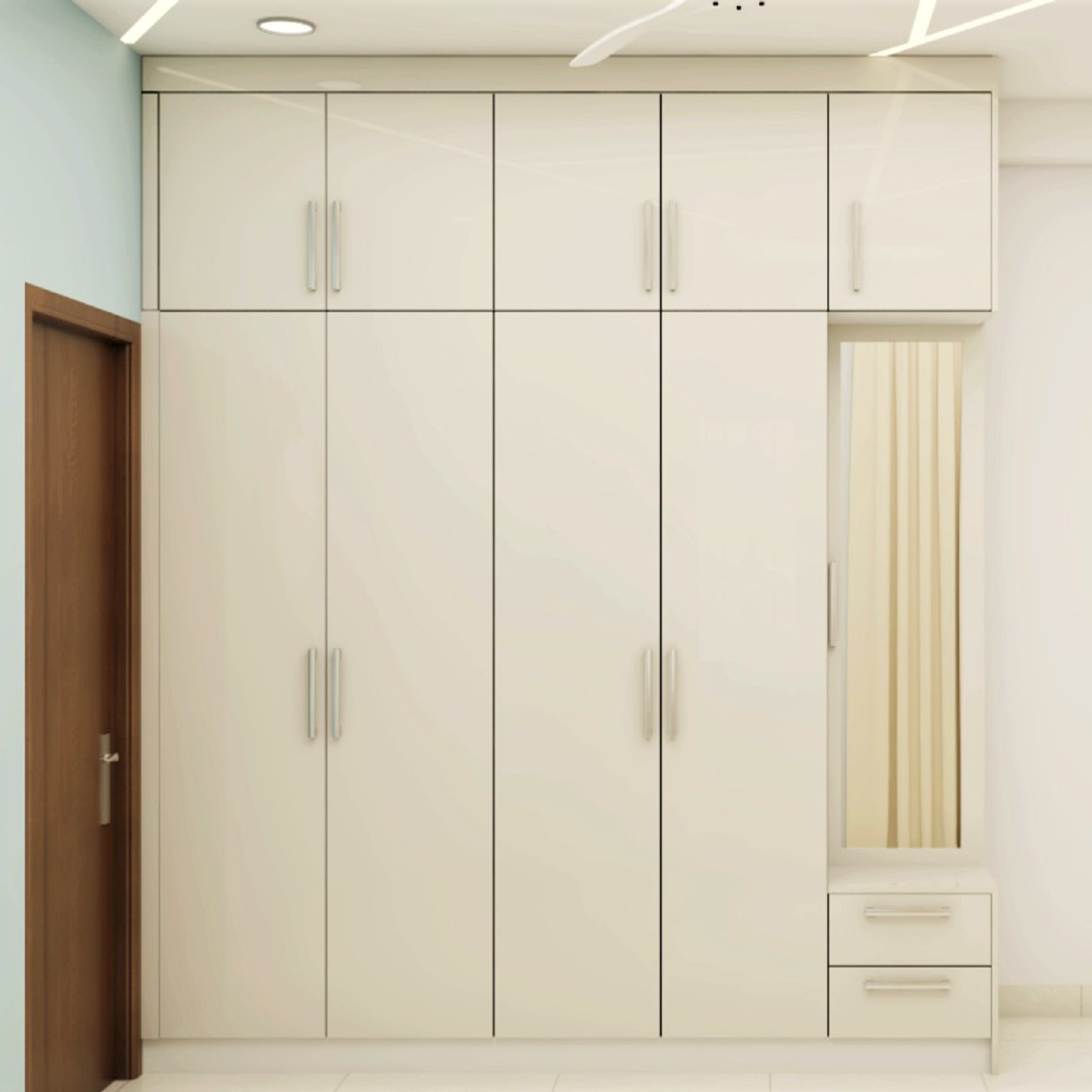 Modern Spacious Wardrobe With Dressing Mirror Livspace