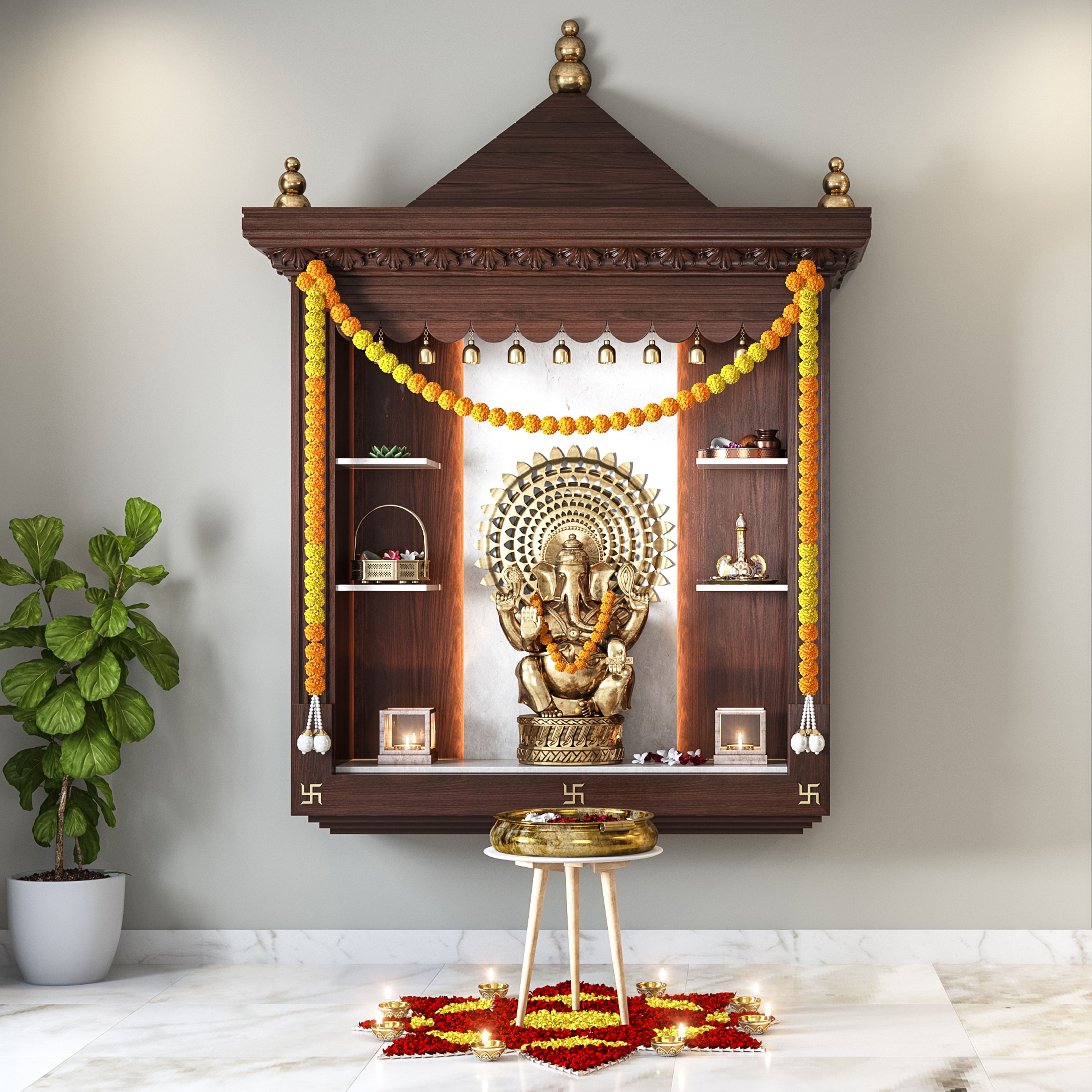 Convenient Minimal Design Pooja Room | Livspace