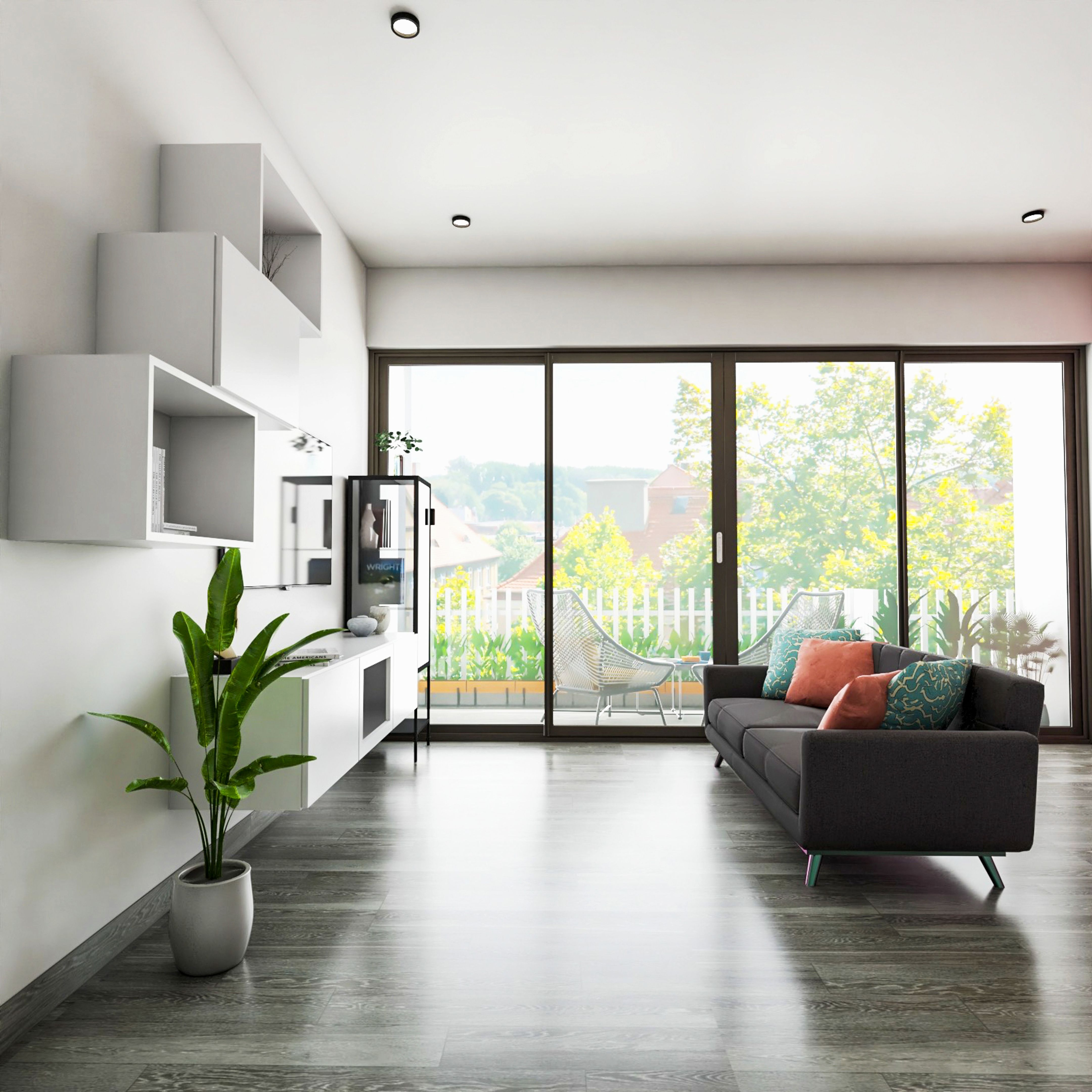 Contemporary Spacious Living Room Design With Neutral Colour Palette