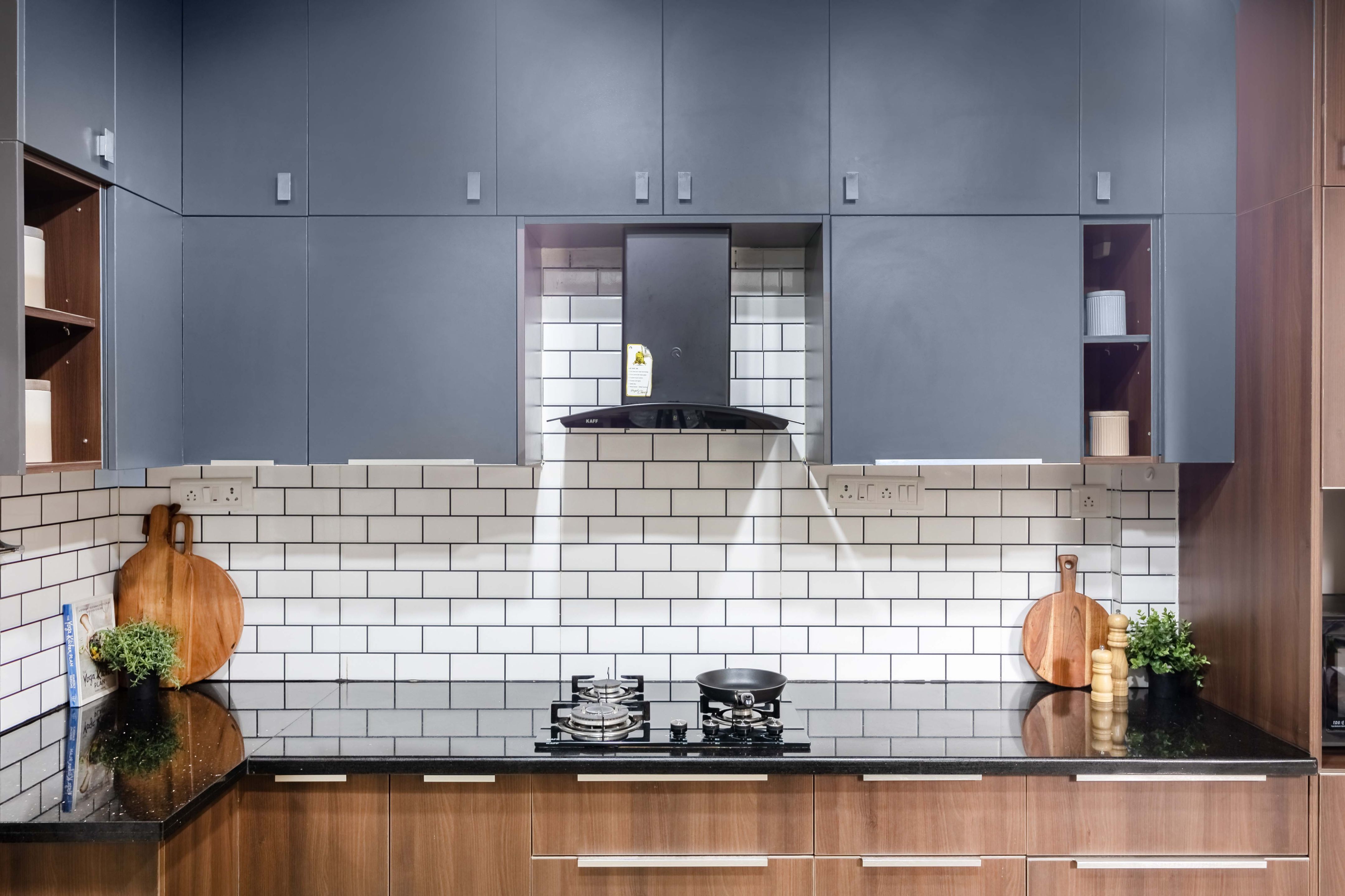 Ceramic Matte White Subway Kitchen Tile Design | Livspace