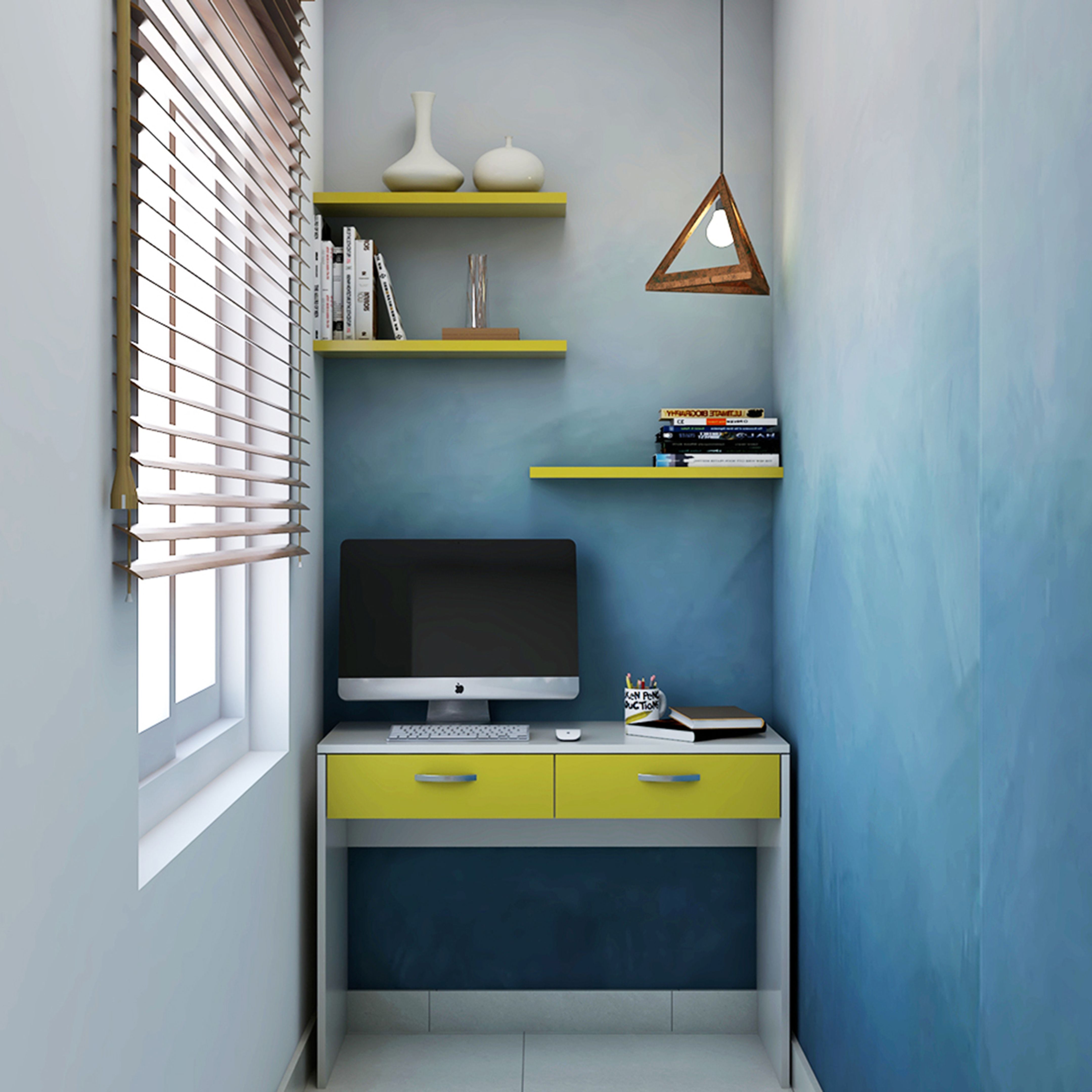 Study Room Design With Natural Lighting And Minimal Storage For Rental ...