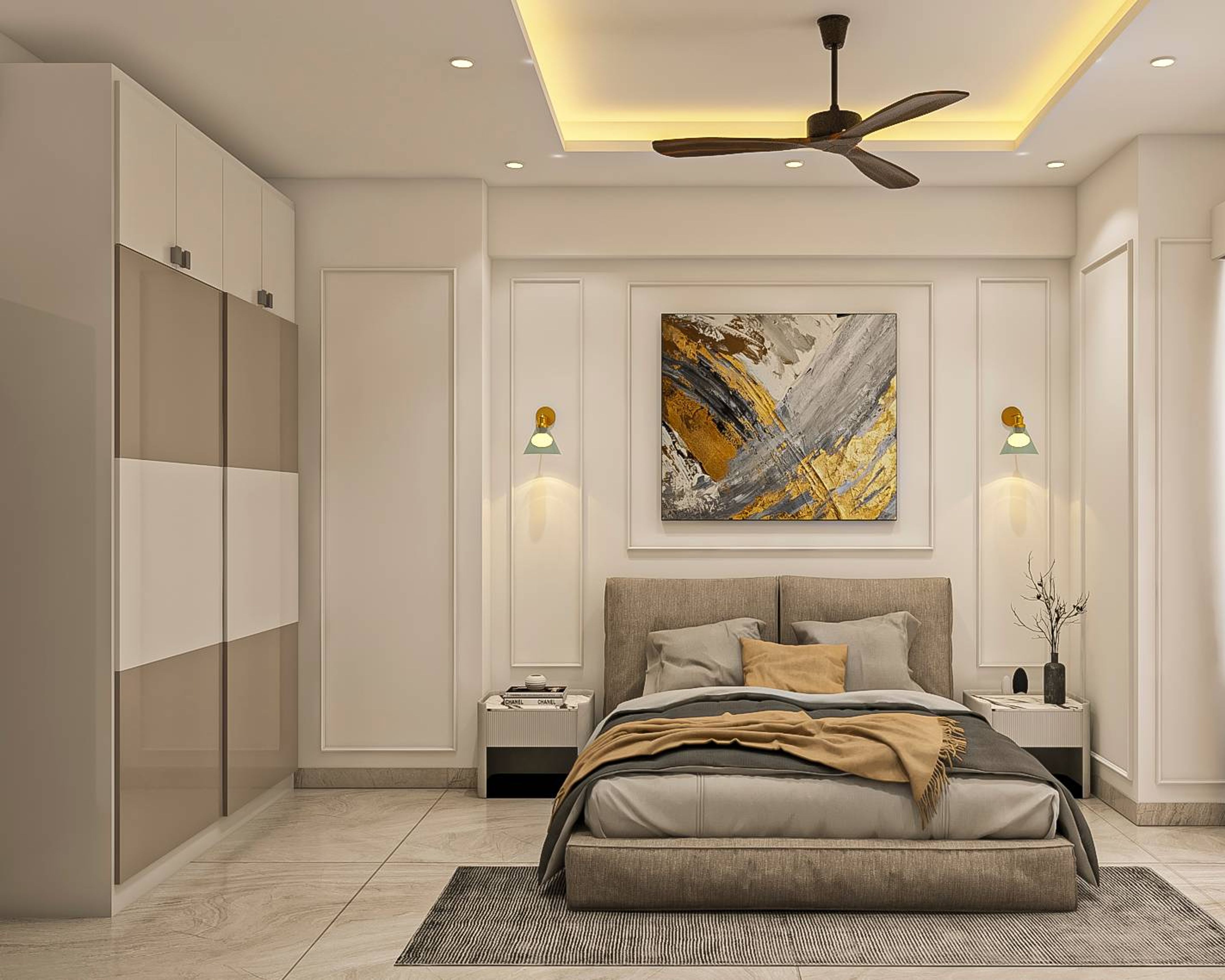 Spacious Guest Bedroom Design With White Wall Trims | Livspace