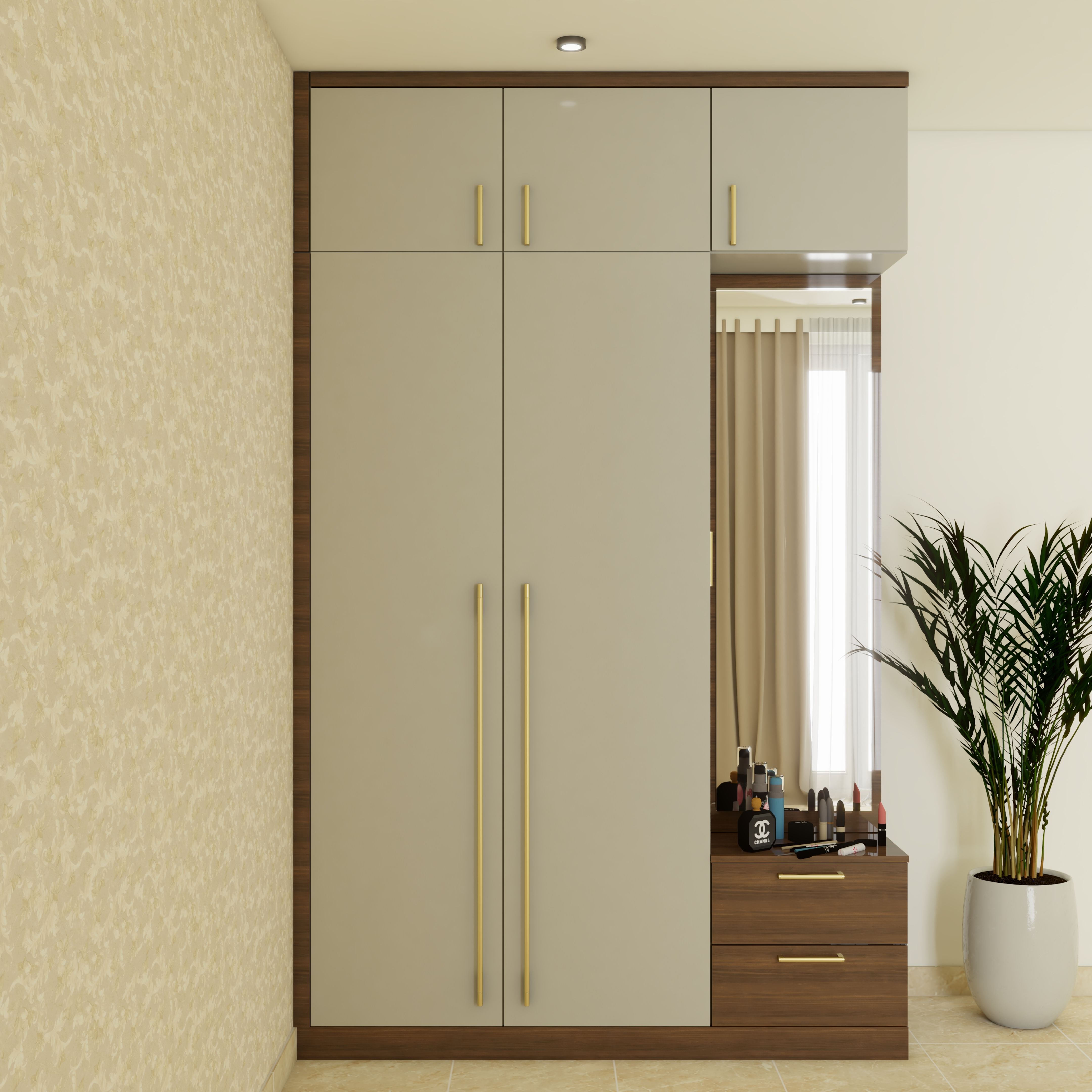 Modern Wardrobe Design with Dressing Unit and Mirror | Livspace