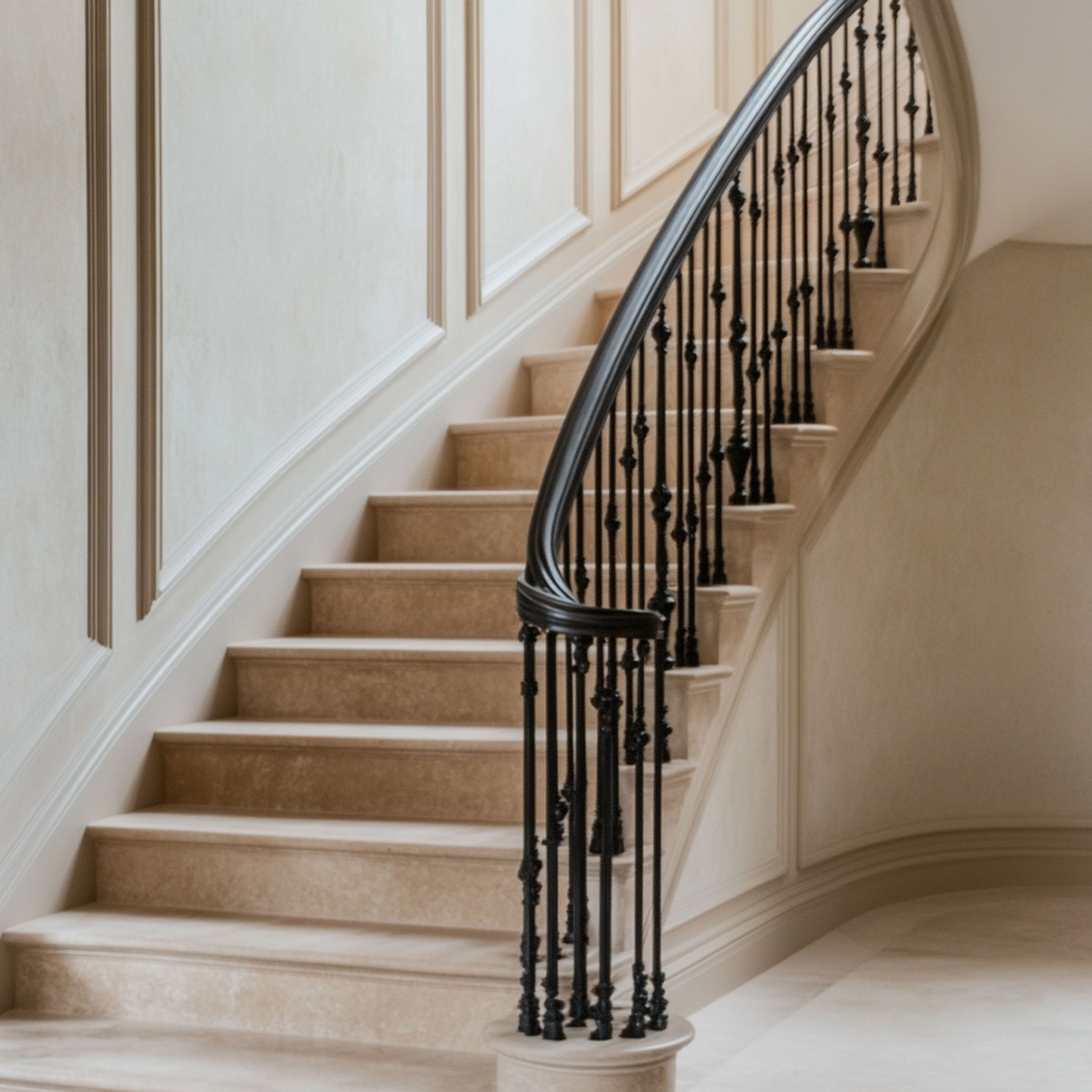 Elegant Curved Spiral Staircase Design Made from Concrete and Metal ...