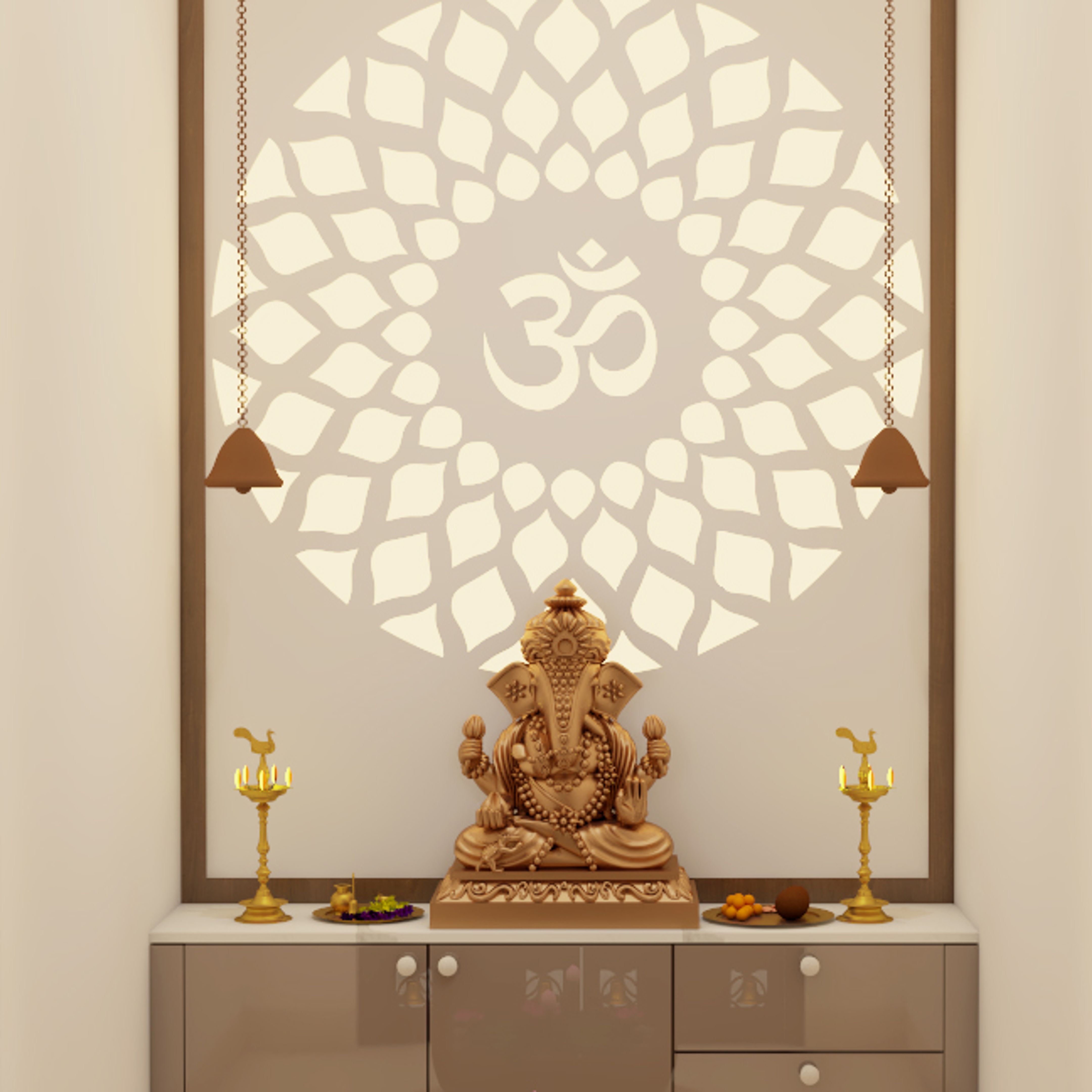 Floor-Mounted Pooja Room Design | Livspace