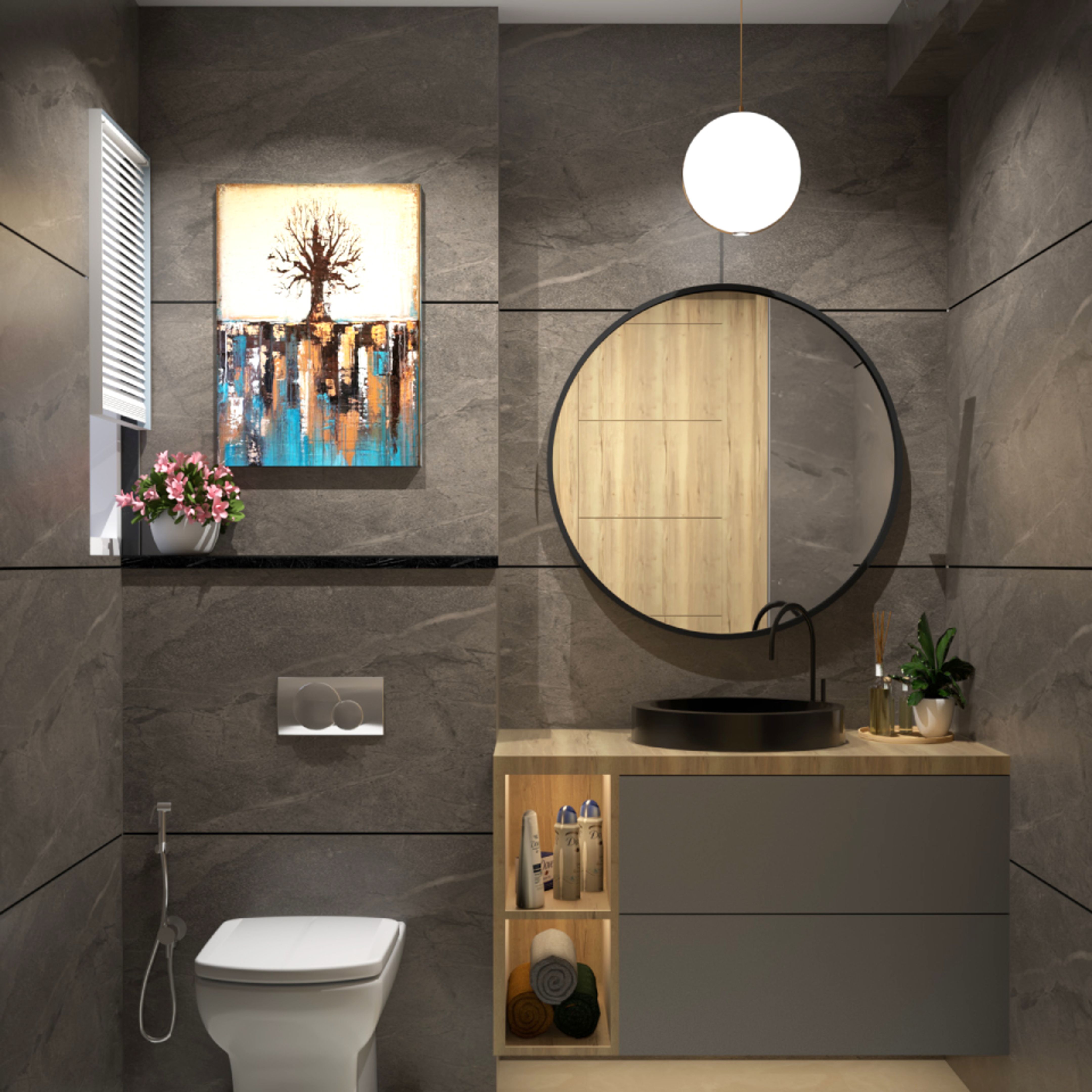 Rectangular Ceramic Wall Tiles Design For Bathrooms | Livspace
