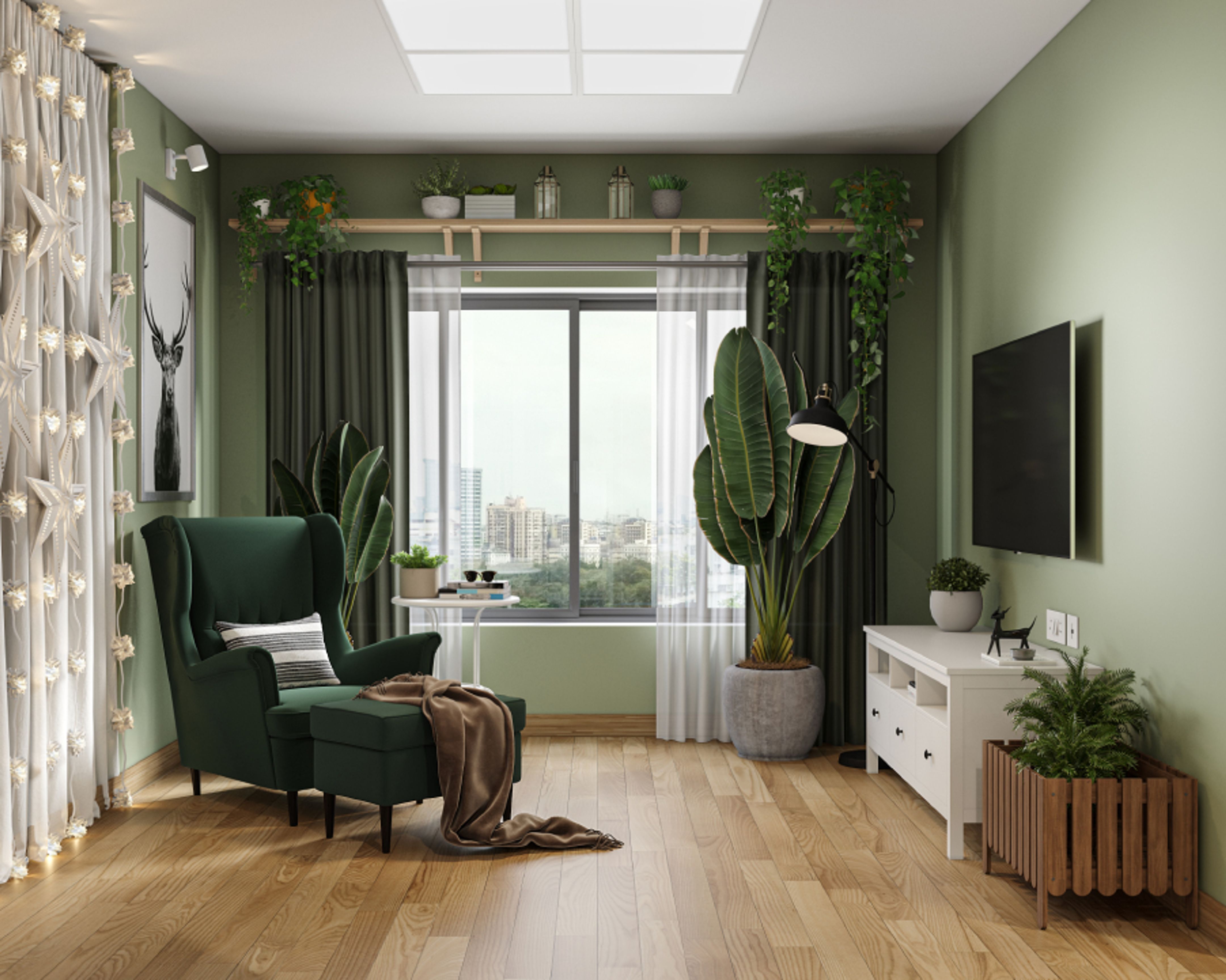 Leafy Wall Paint Design For A Natural Look | Livspace