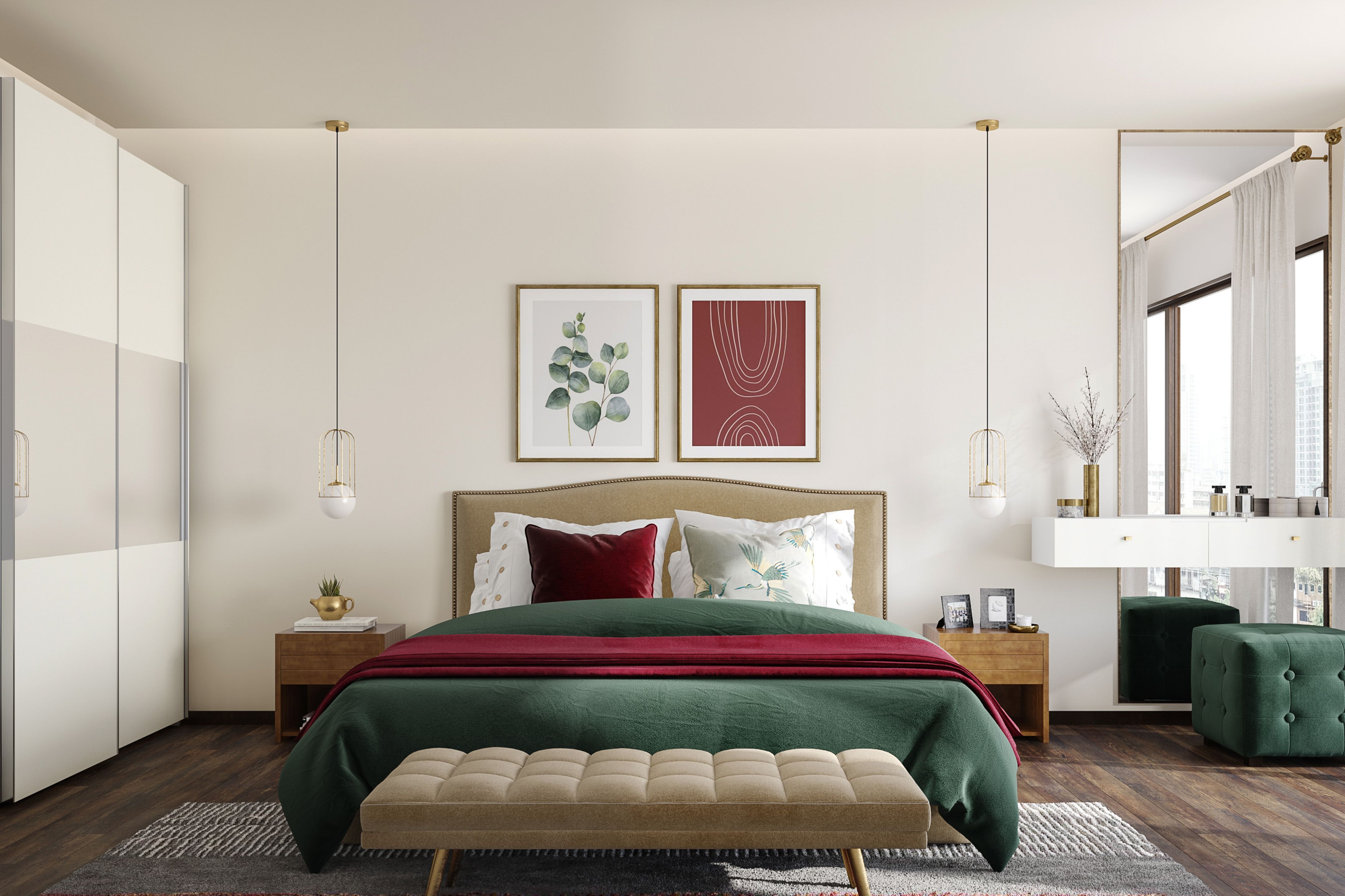 Contemporary Bedroom Wall Paint Design In White | Livspace