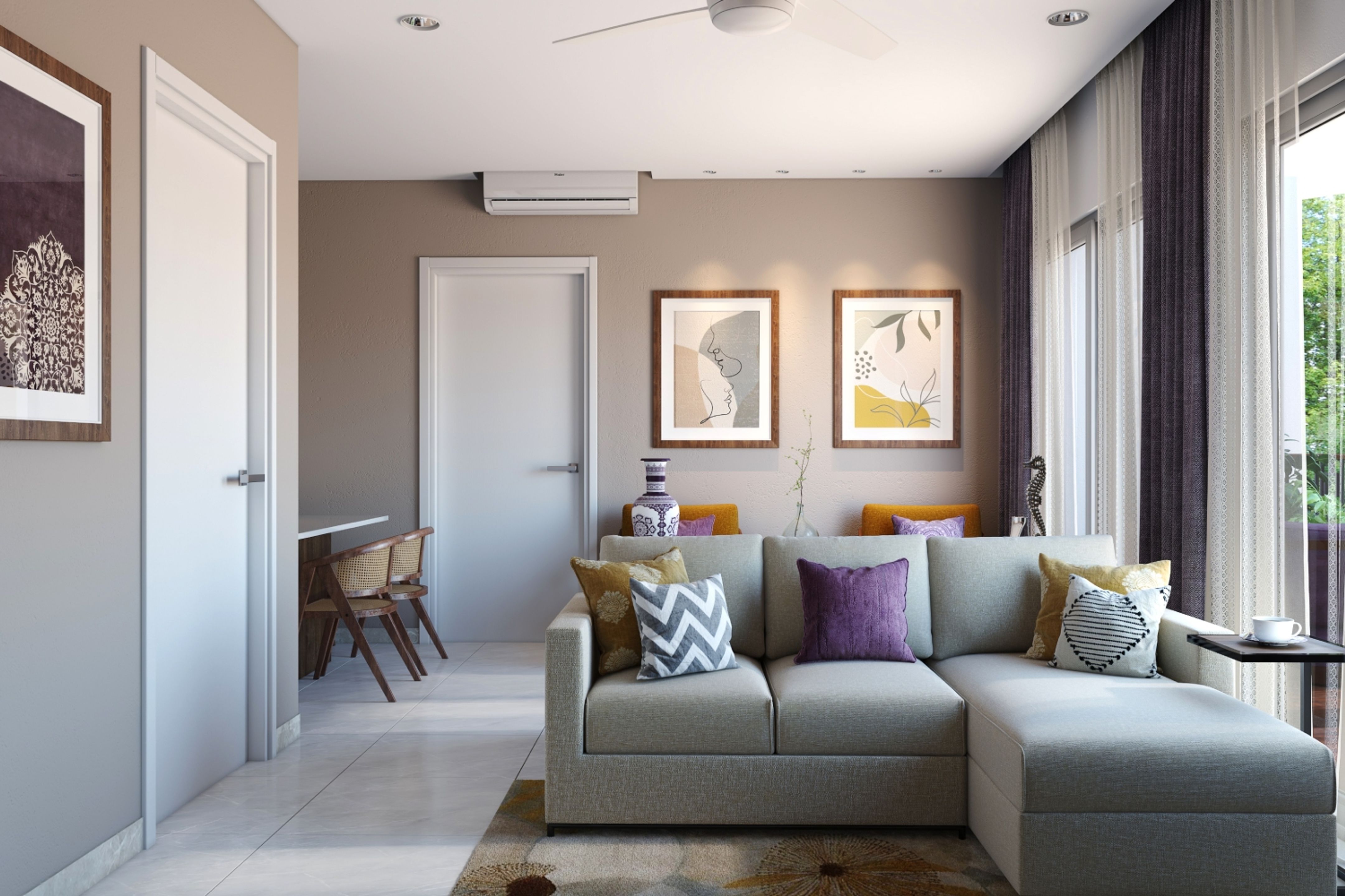 Earthy Light Brown Wall Paint Design For Living Rooms Livspace