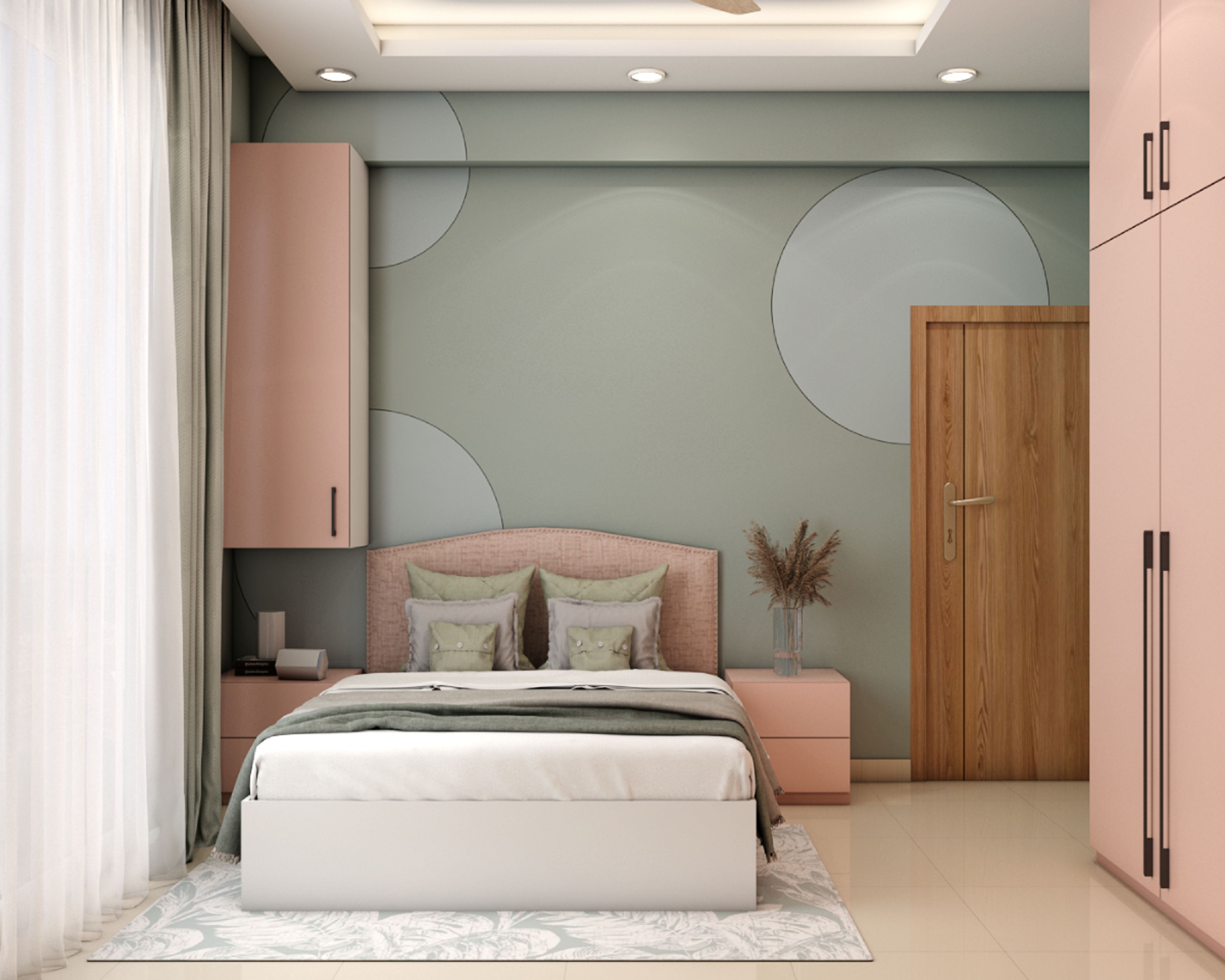 Spacious Boy's Room Design With Pink Sidetables | Livspace