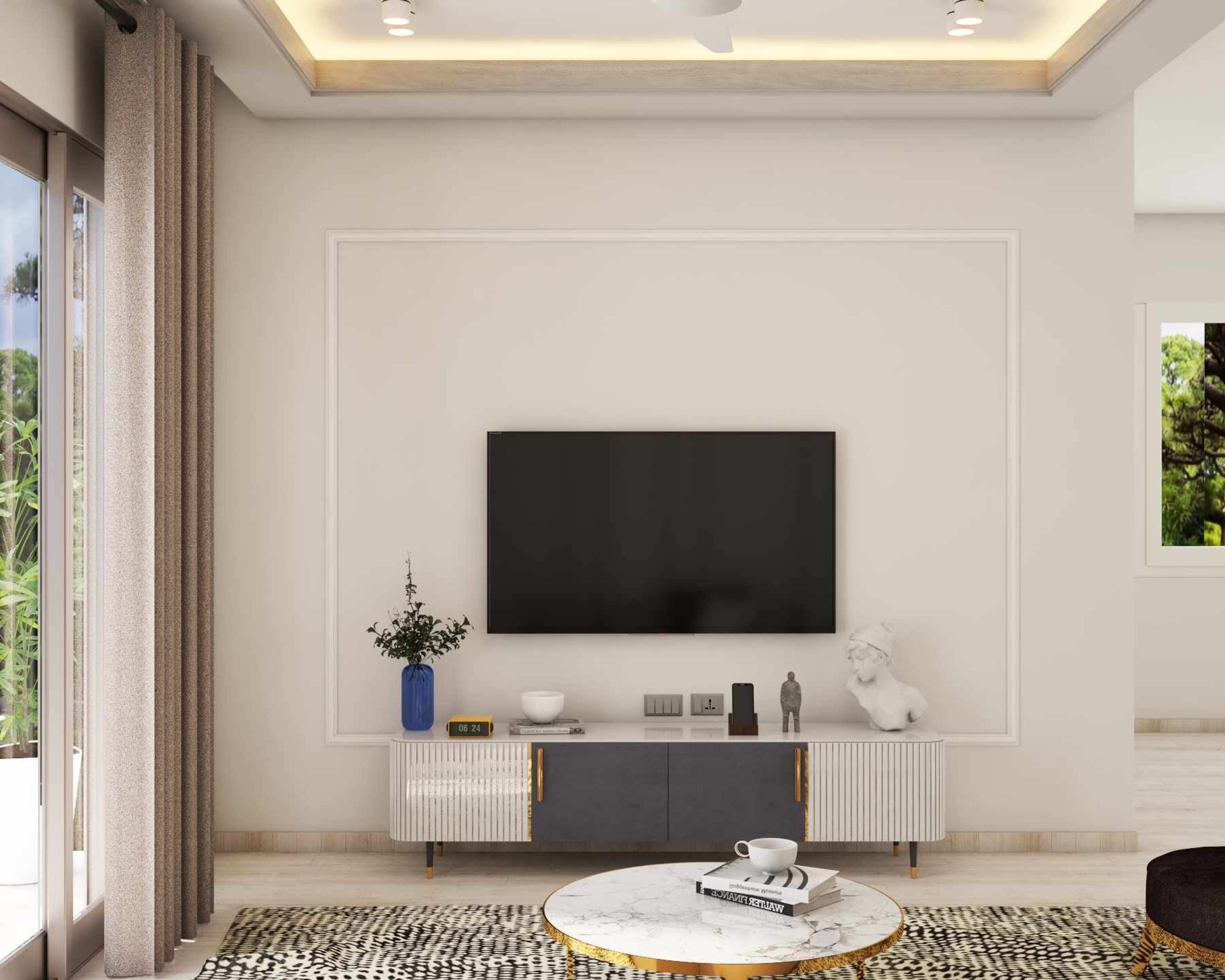 Spacious TV Unit With Closed Storage | Livspace
