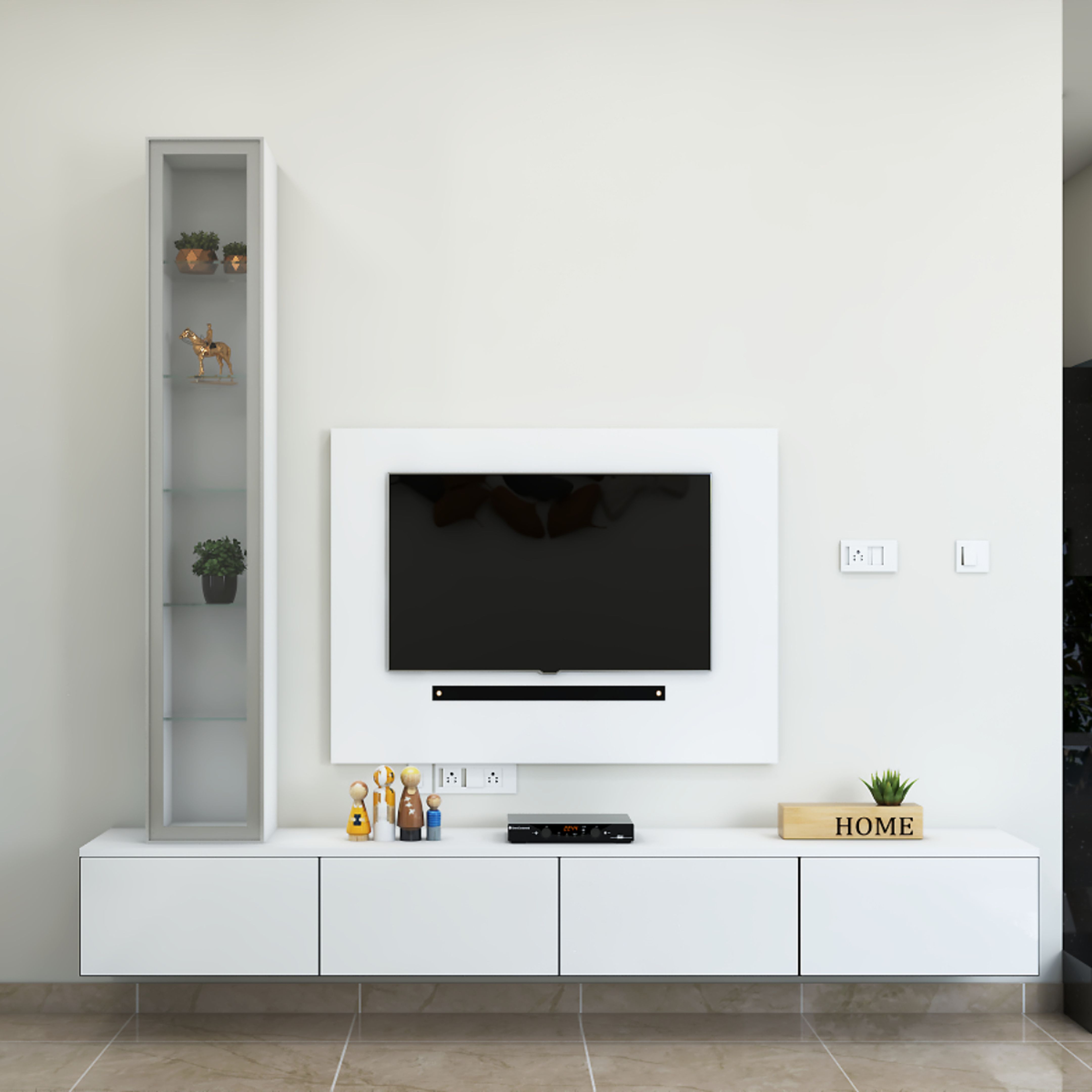 Compact TV Unit Minimalist Interior Design With Wall Mounted Storage