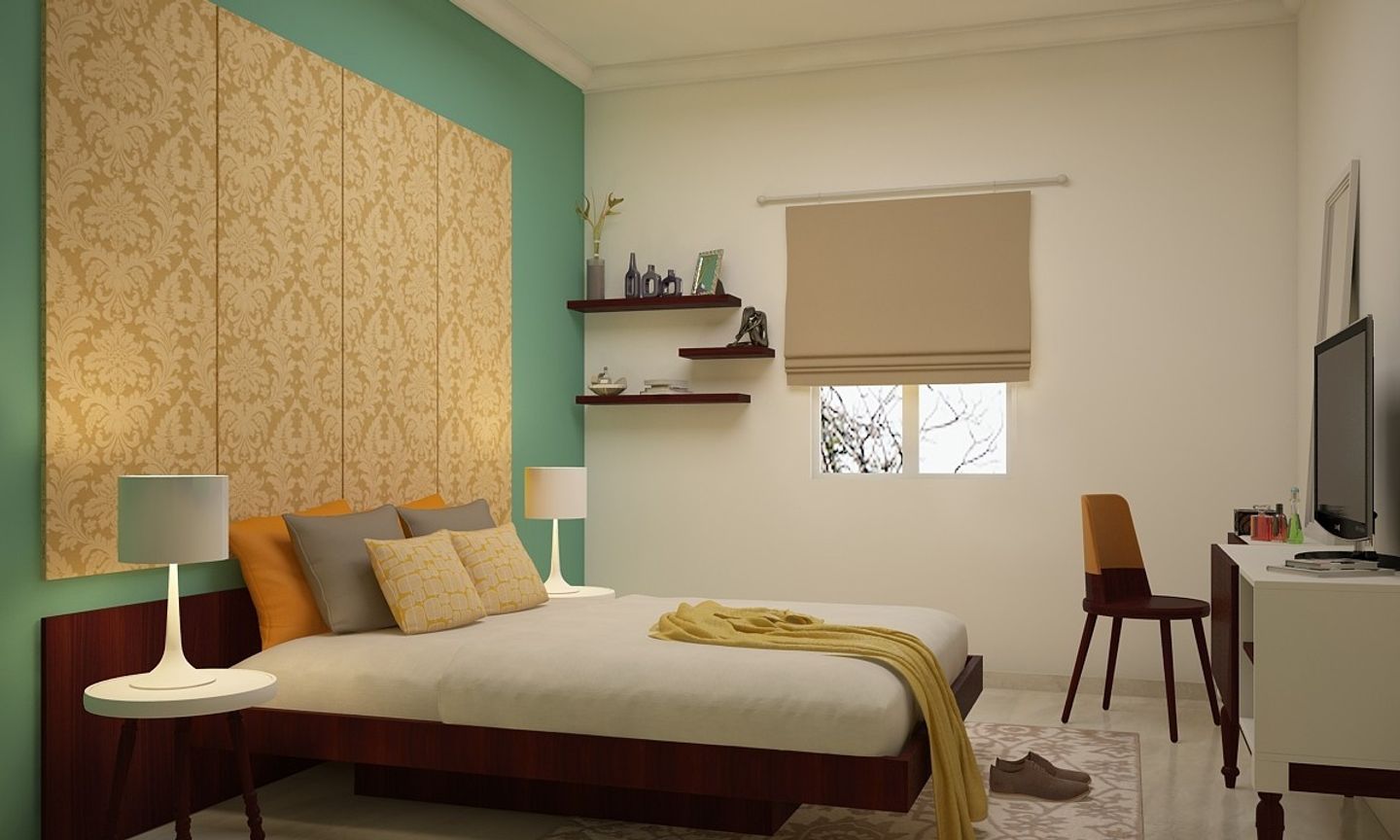 Modern Guest Room Design With Dark Walnut Wooden Textures