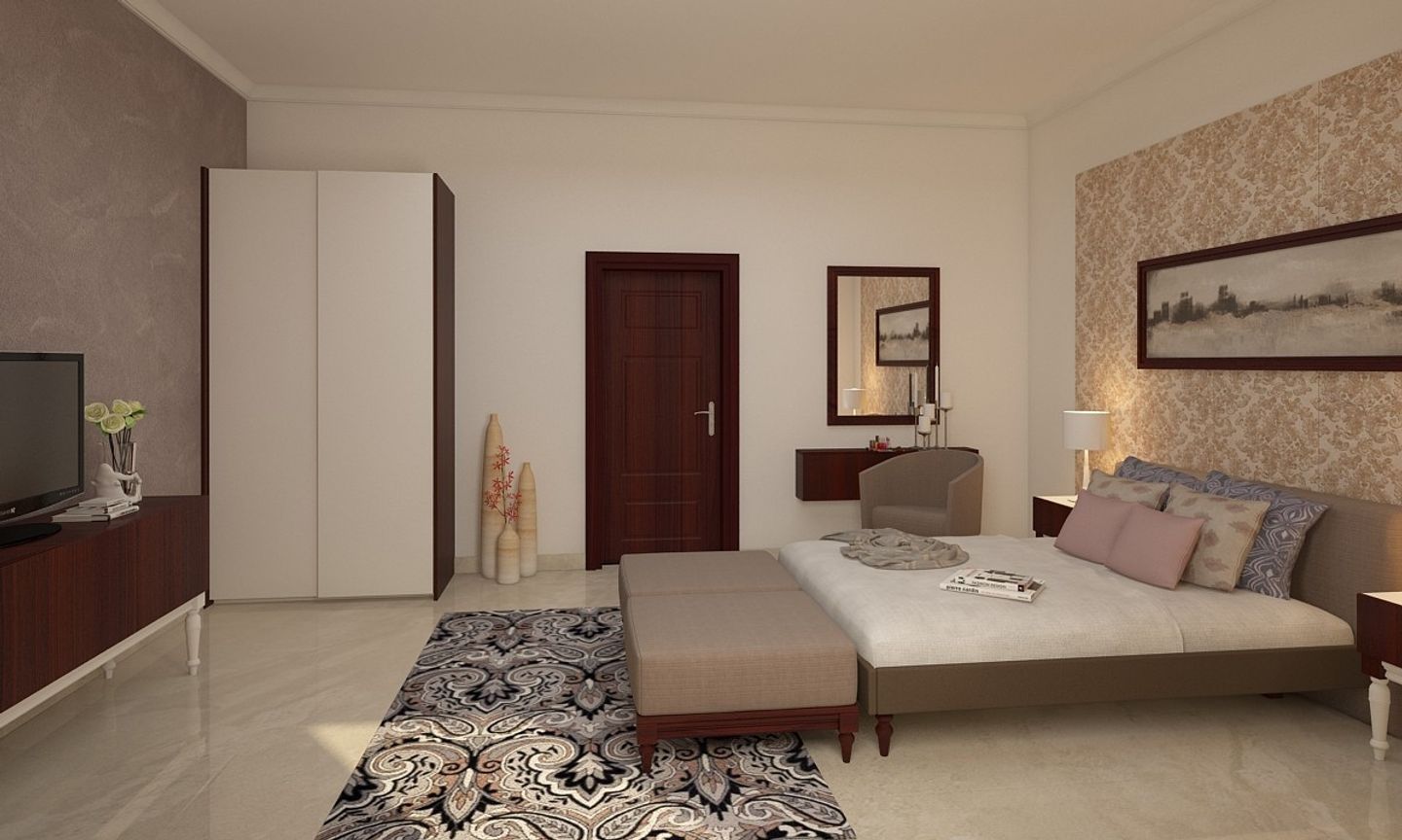 Master Bedroom Interior Design With Beige Contemporary Palette