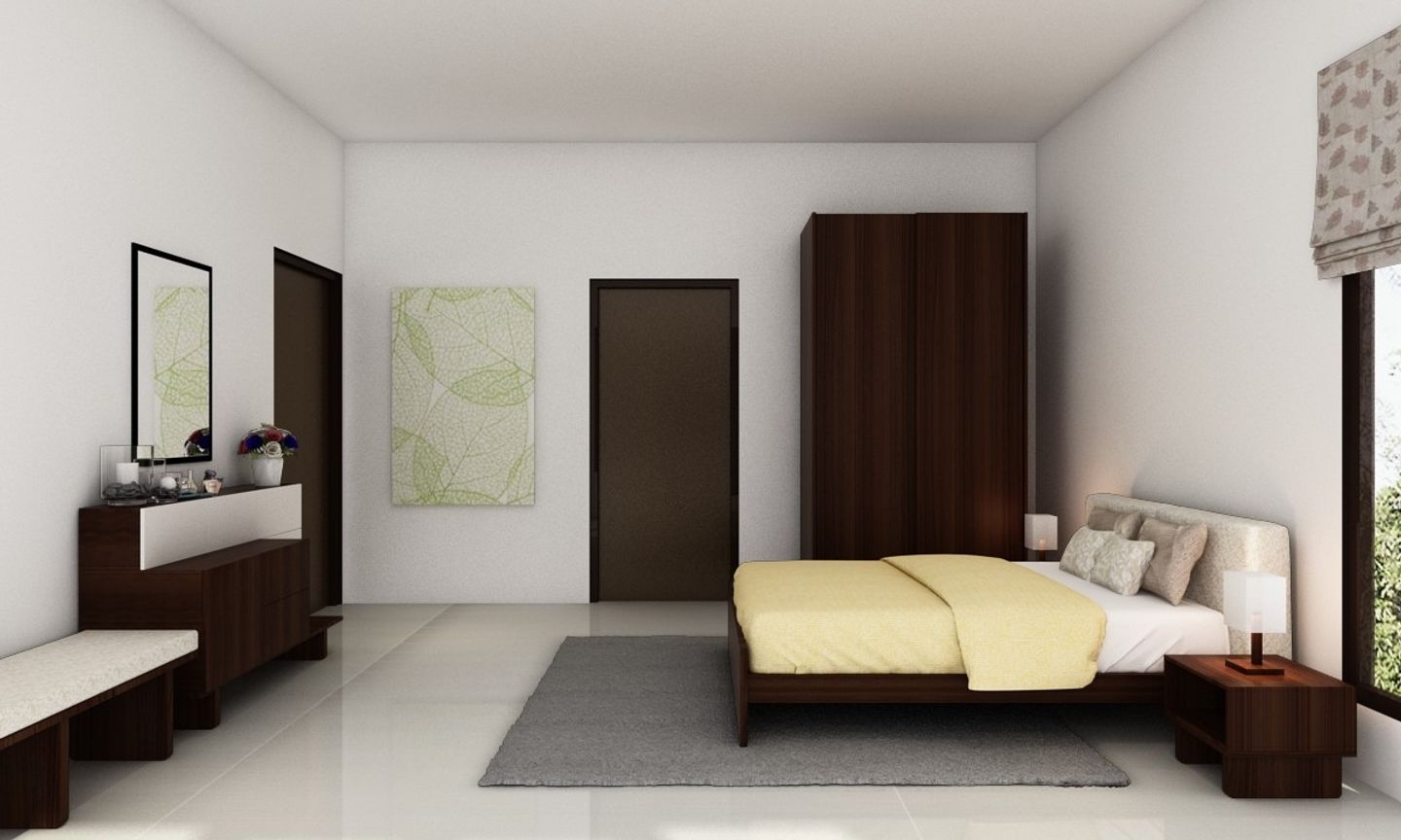 Modern Guest Room Design In White And Brown