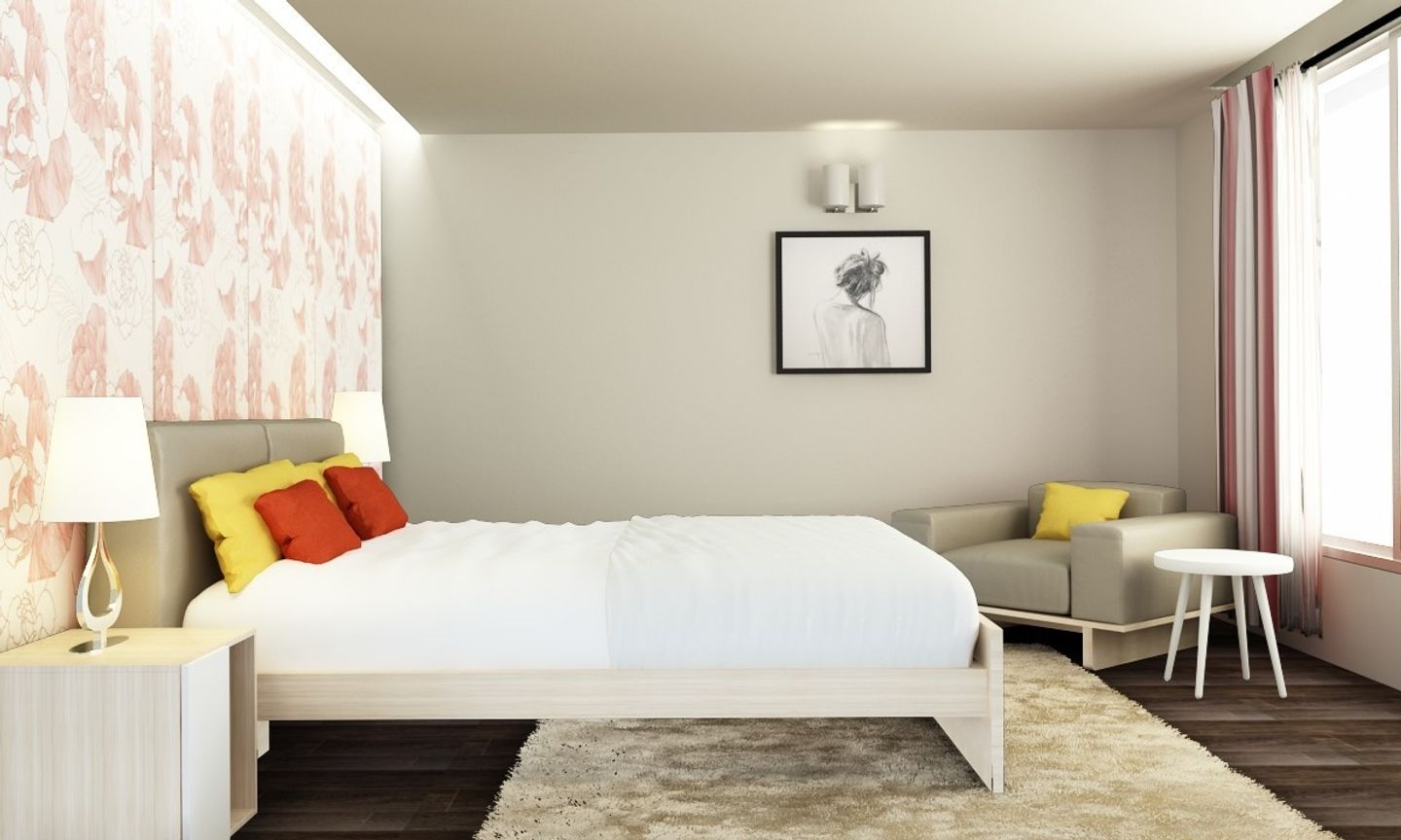 Contemporary Guest Bedroom Design With Wallpaint