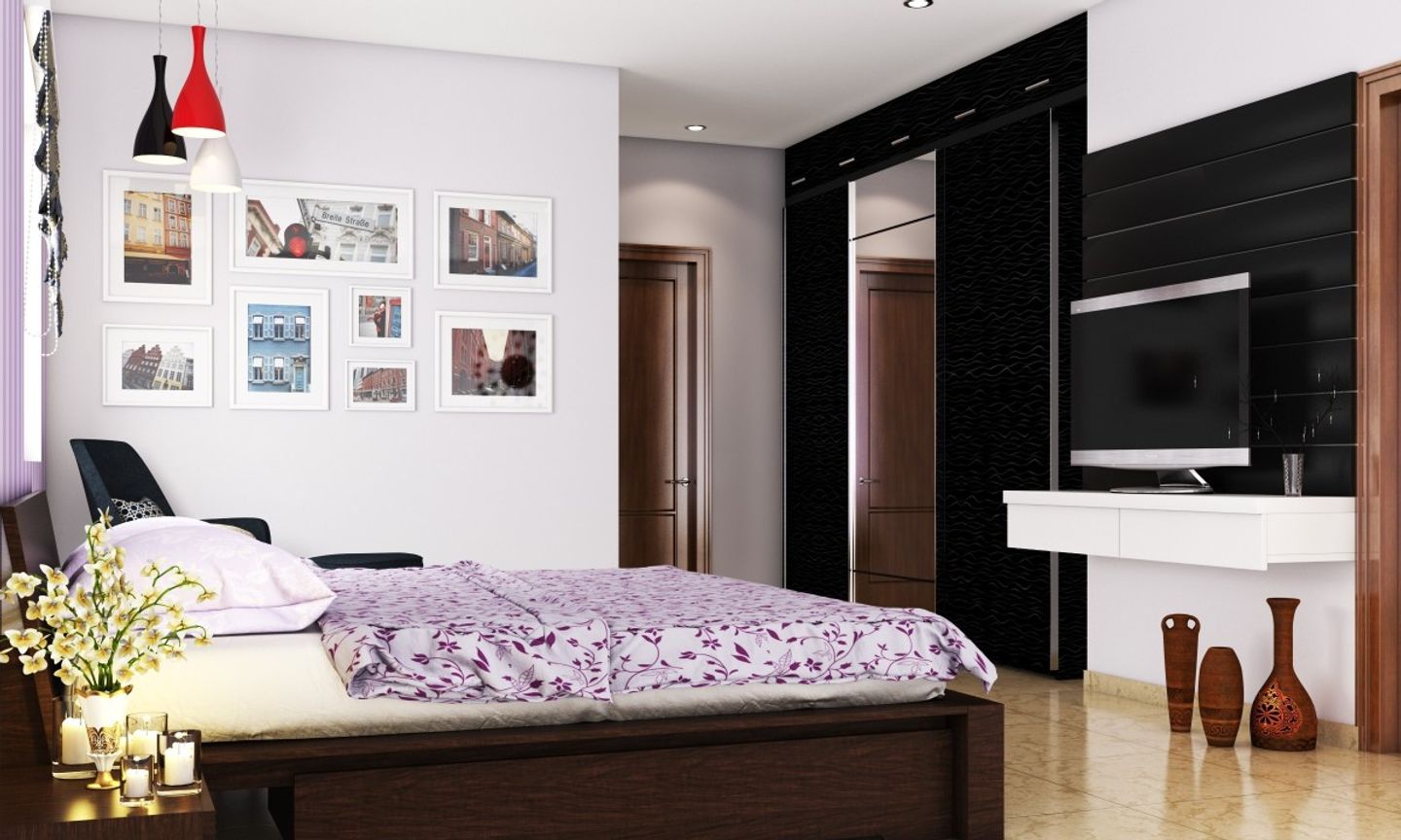 Modern Bedroom Design In Black And Brown With Wallpaper