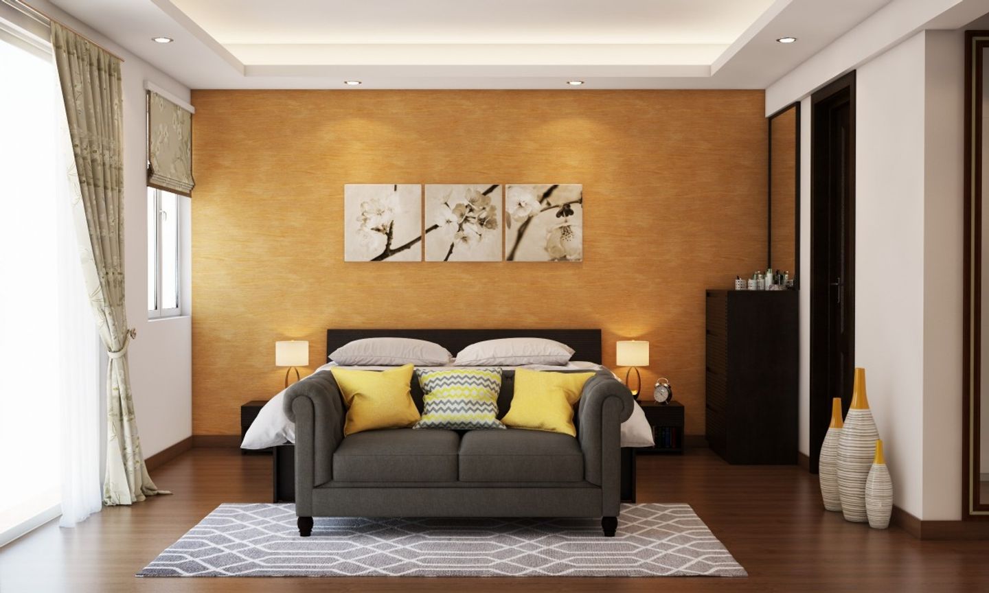 Modern Master Bedroom Design With Wall Art And Wallpaint