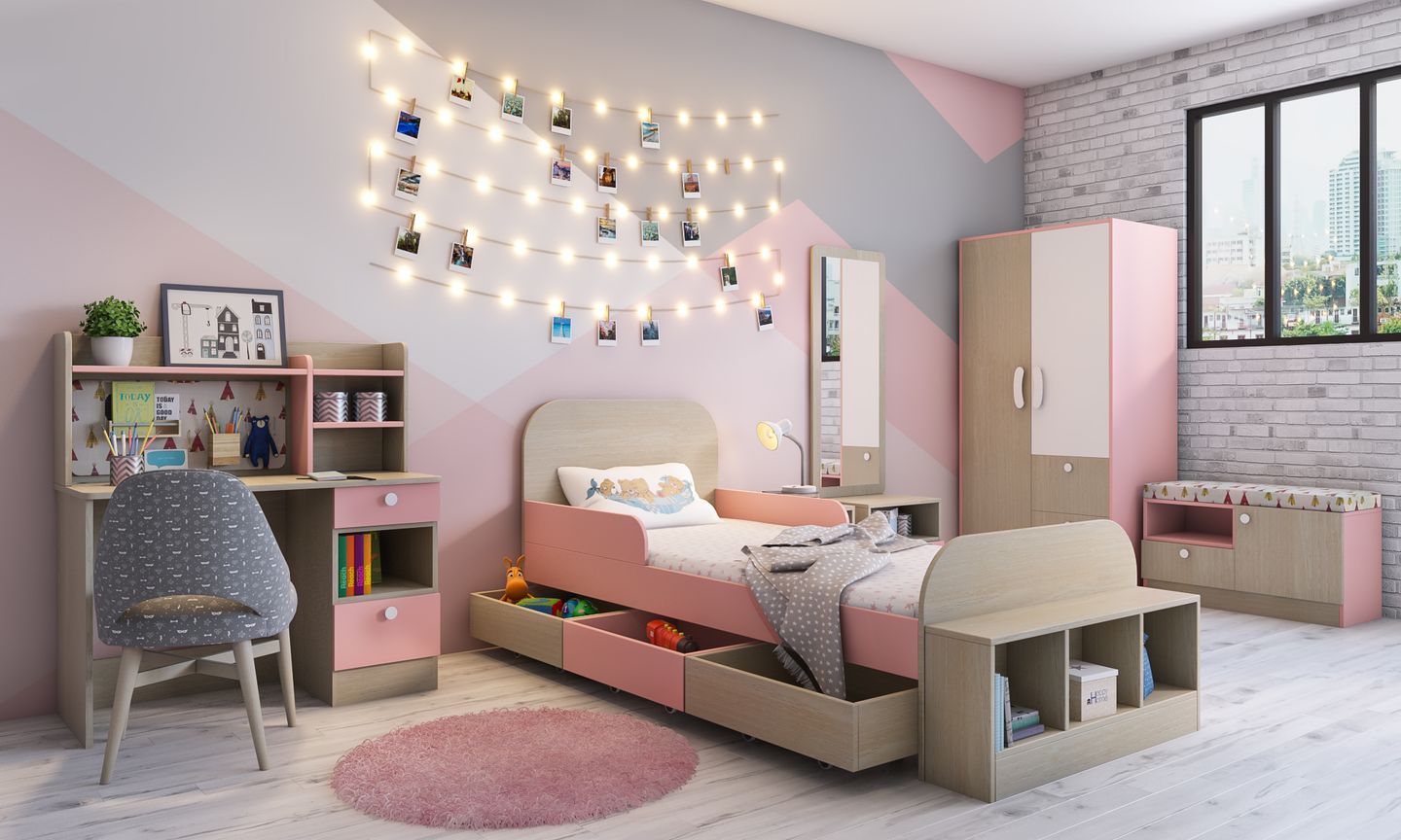 Pastel Kids Bedroom Interior Design