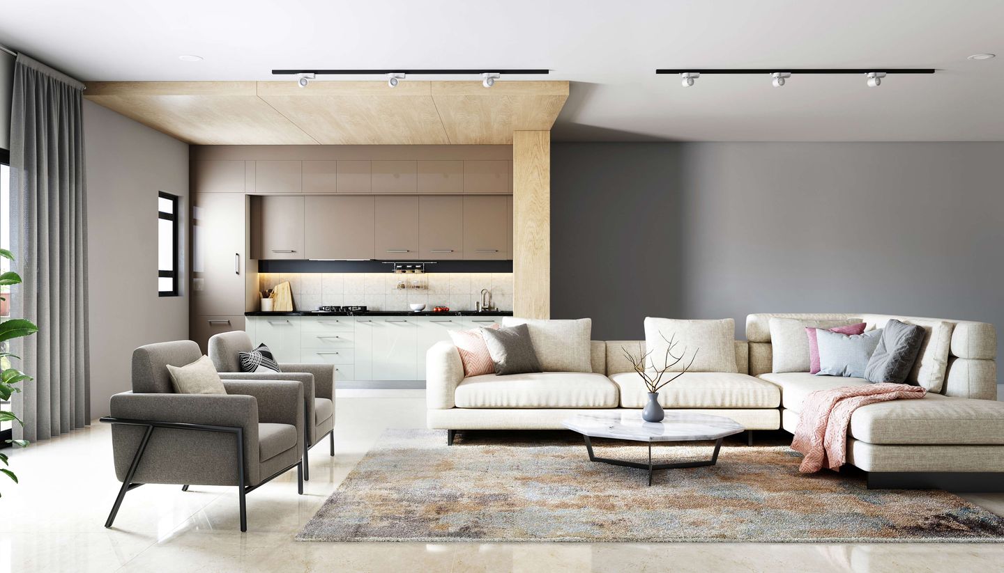 Beige Living Room Interior Design