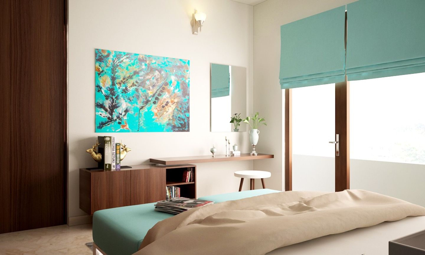 Modern Master Bedroom Design With Bed Back Wallpaper
