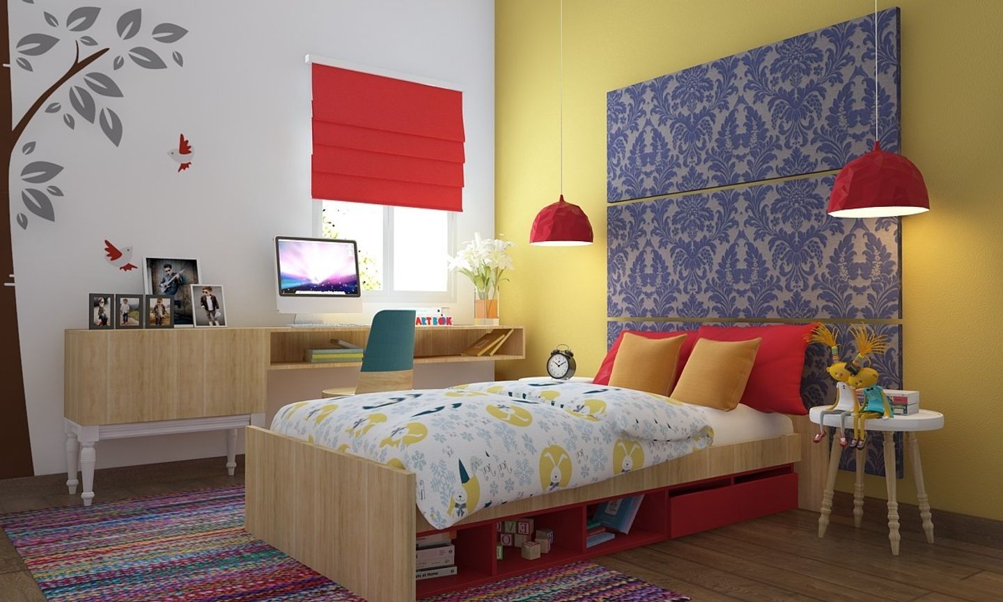 Modern Kids Bedroom Design In Yellow And White