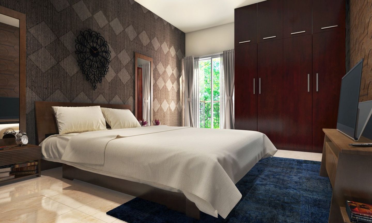 Classic Brown Bedroom Design With Wallpaper