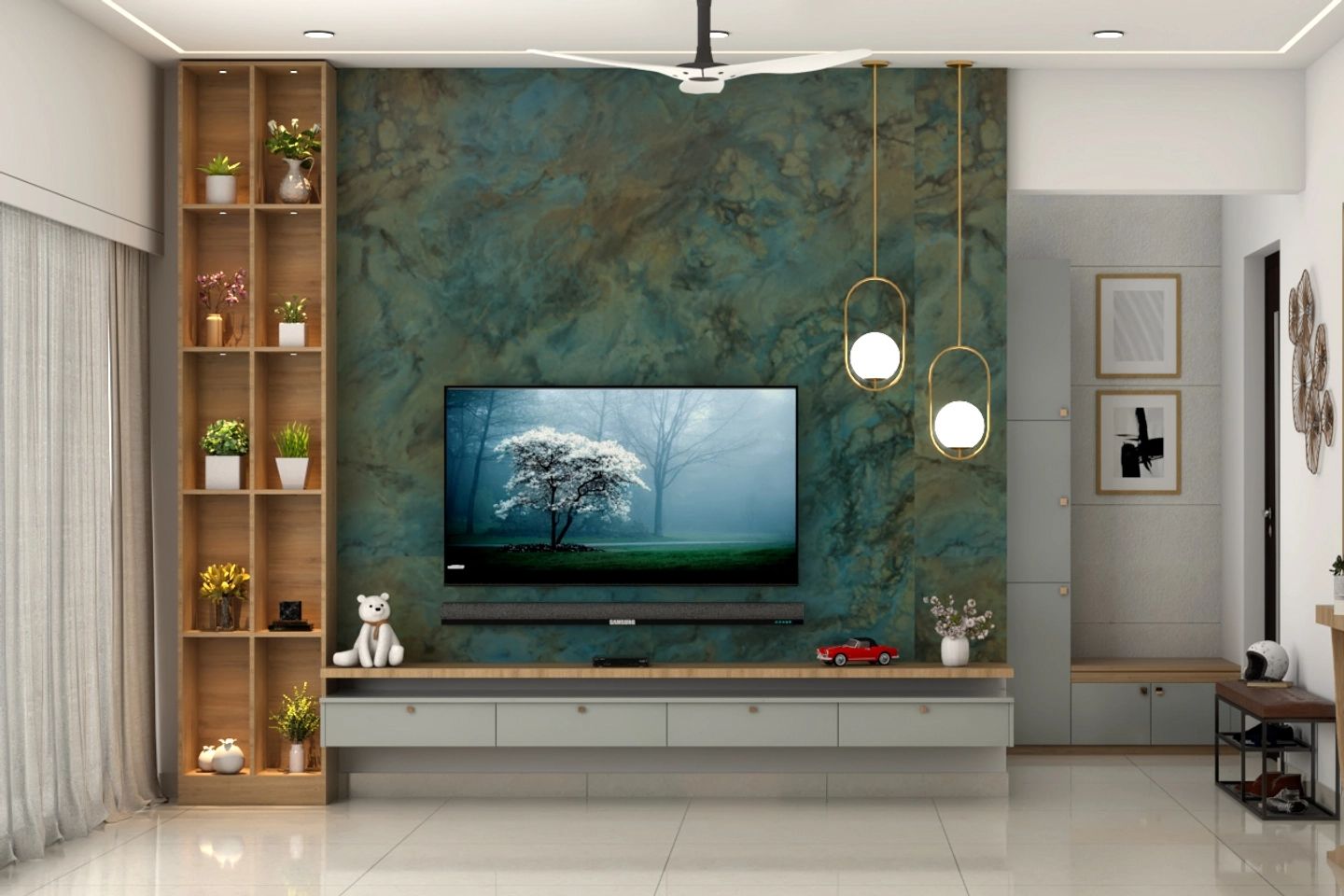 Contemporary TV Unit With Maximum Storage - Livspace
