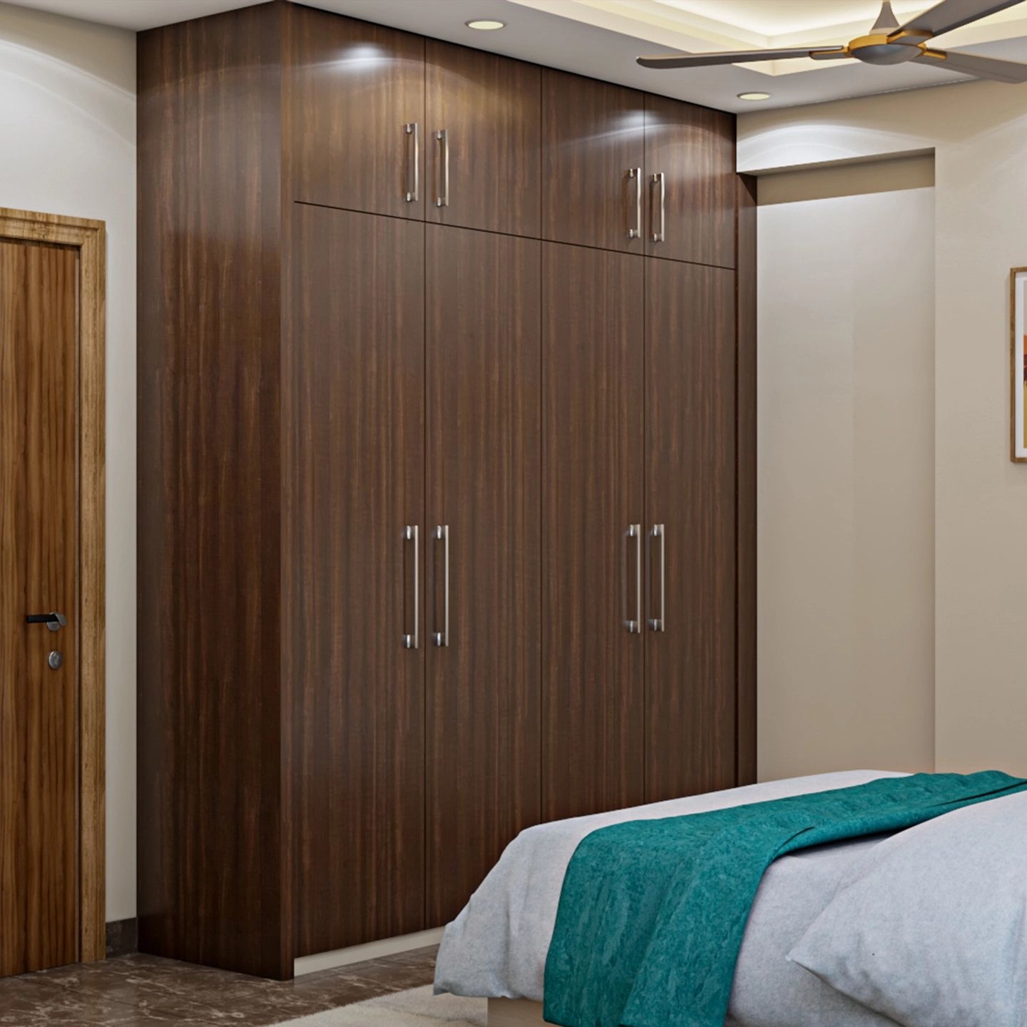 Textured Wall Modern Compact Master Bedroom Interior Design Idea - Livspace
