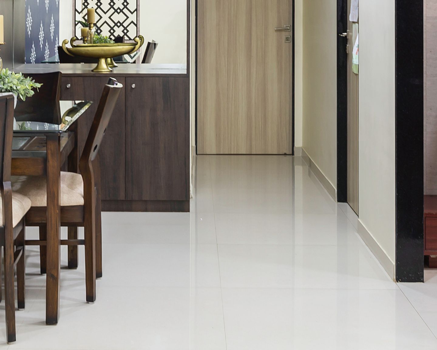 White Stone Finish Flooring Design - Livspace
