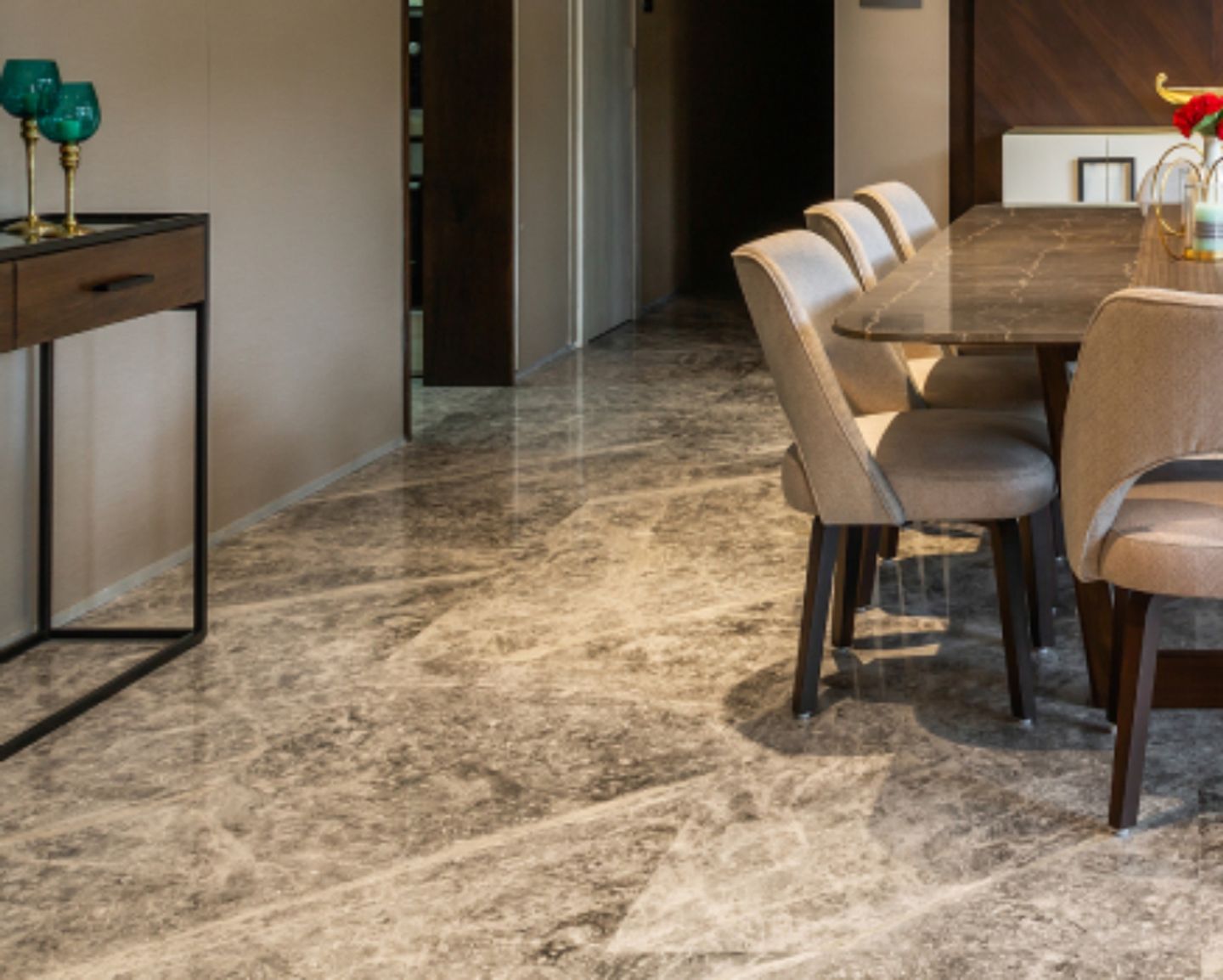 Grey Textured Flooring Tiles Design - Livspace