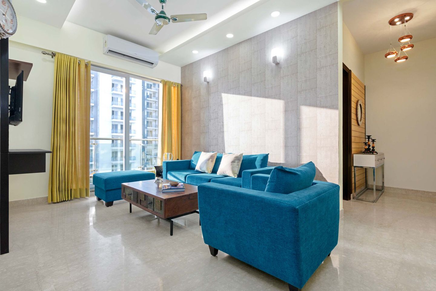 Modern Living Room Floor Tiles Design - Livspace