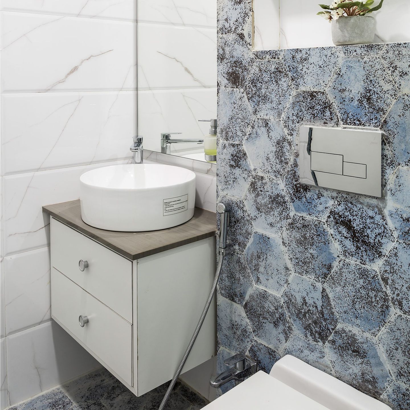 Hexagonal Wall And Floor Bathroom Tile Design For Modern Houses