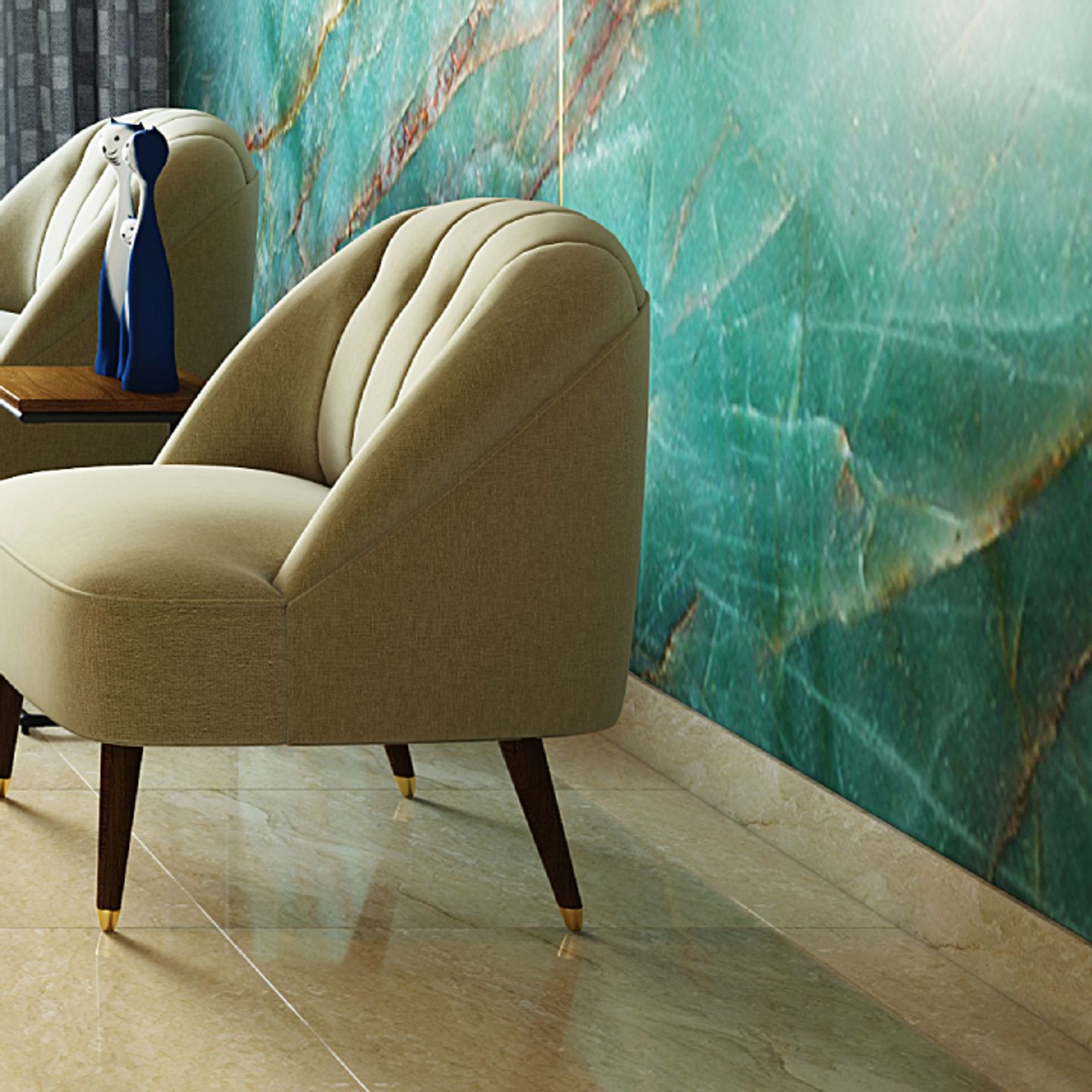 Beige Marble Floor Tile Design For Living Rooms - Livspace