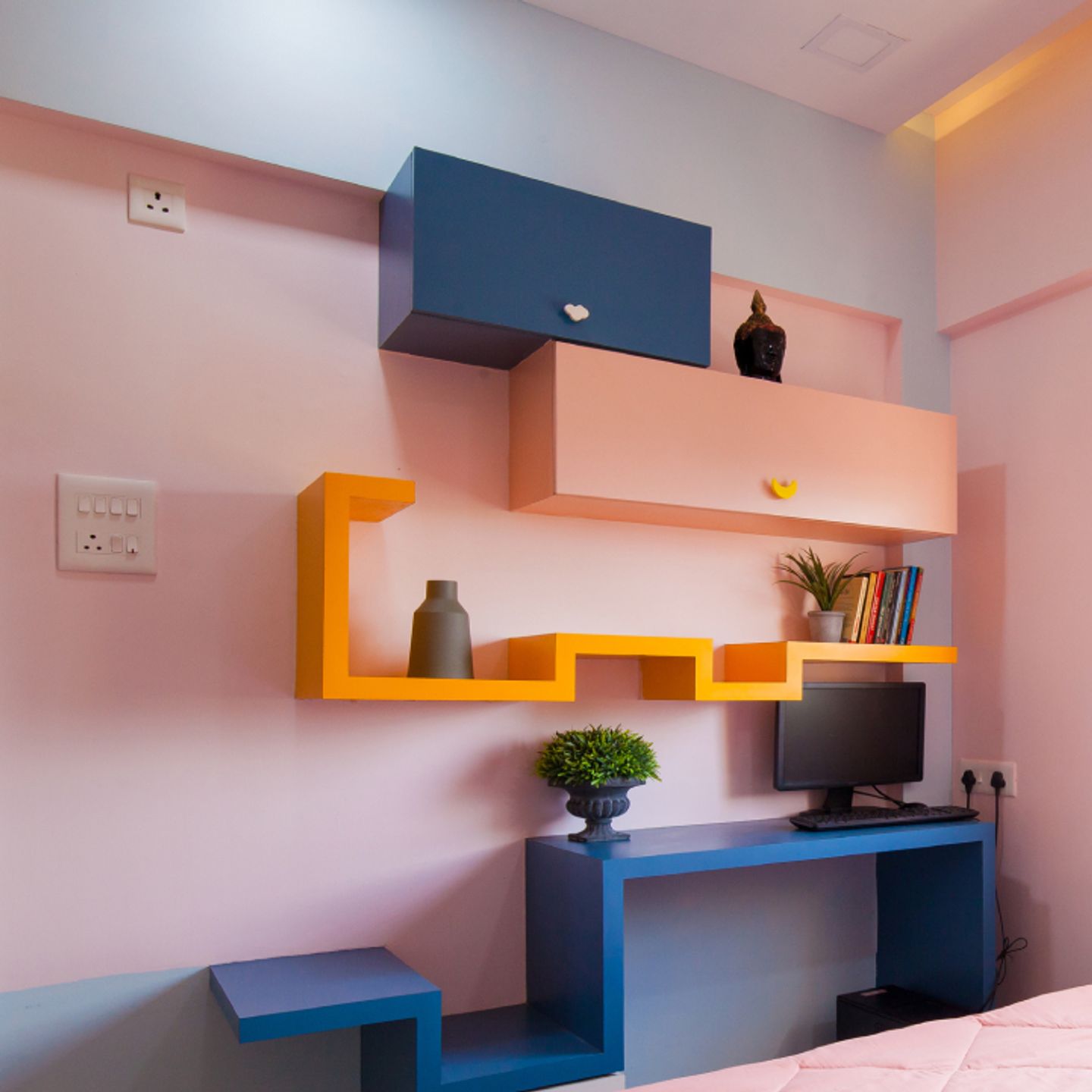 Pink And Blue Wall Colour Combination Livspace