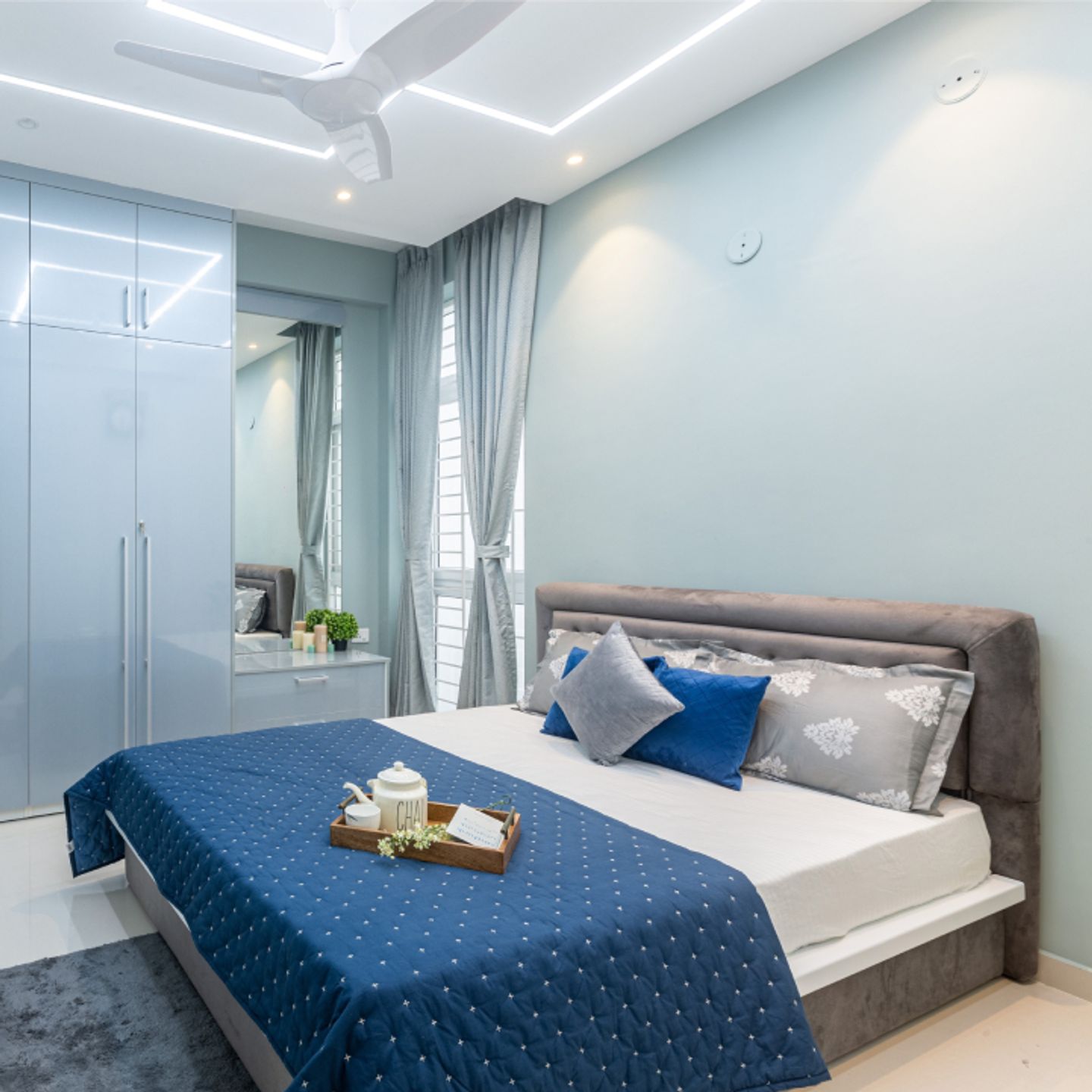 Durable Modern Blue Bedroom Wall Paint Design