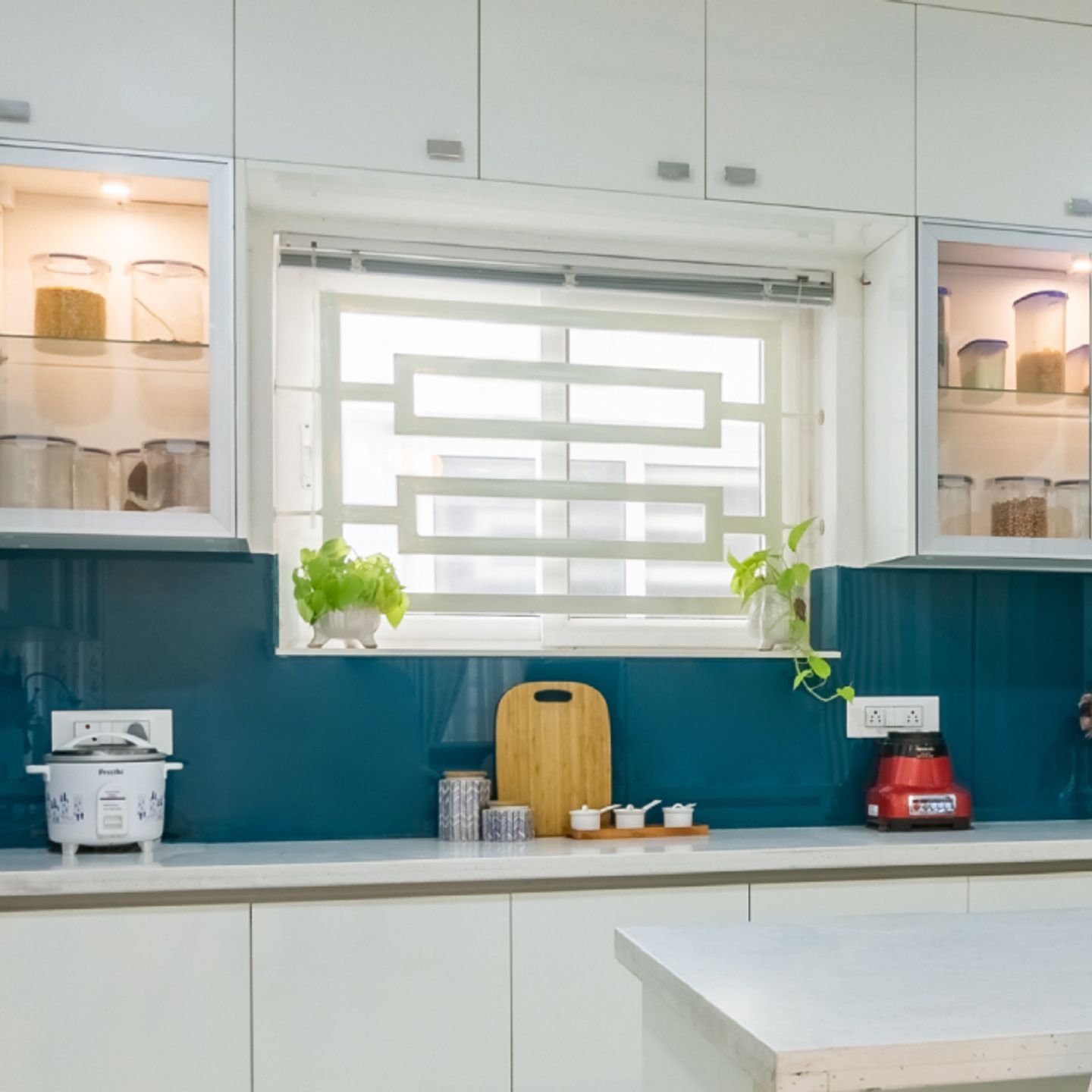 White Window Grill Design For Kitchens - Livspace