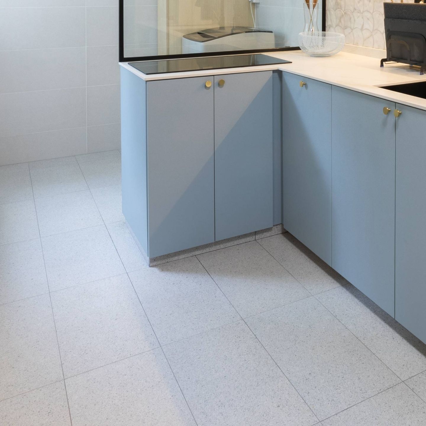 Light Grey Flooring Design With Rectangular Tiles - Livspace