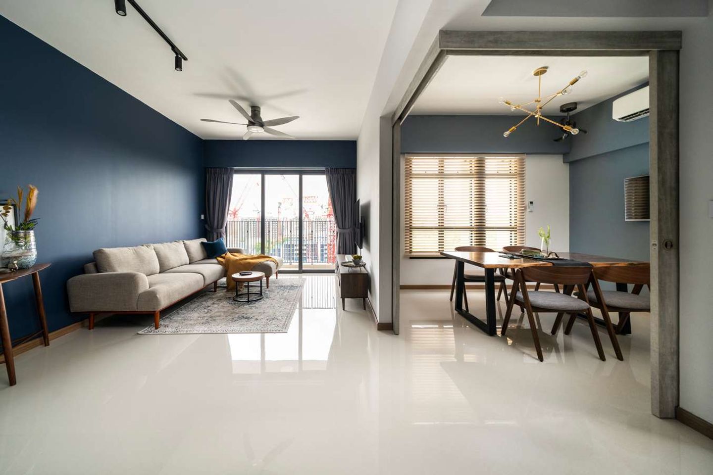 Glossy Off White Floor Tiles Design - Livspace