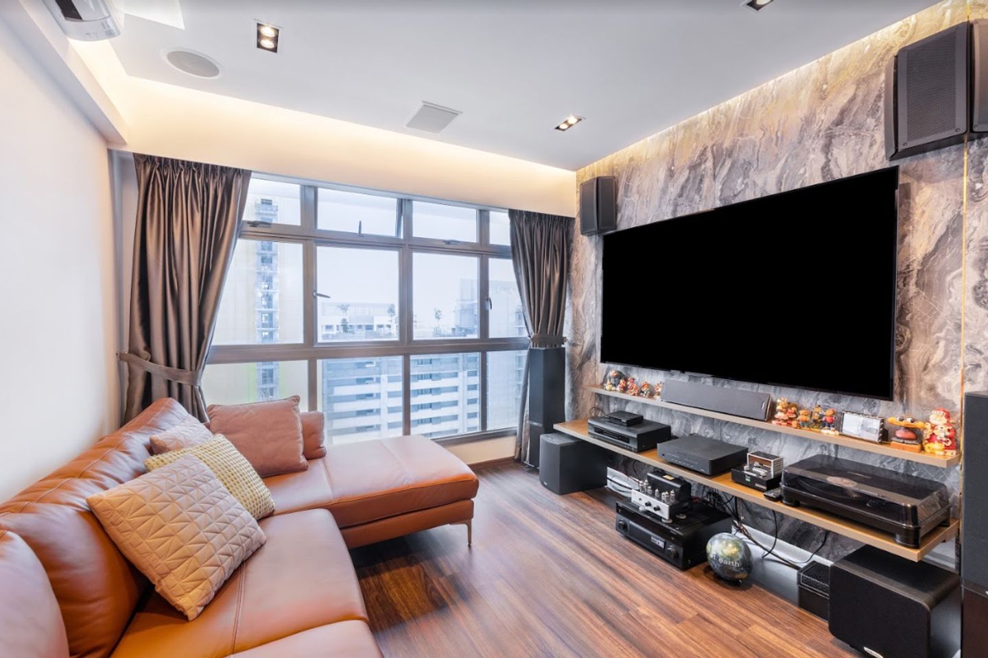 Modern Grey TV Wall Design - Livspace