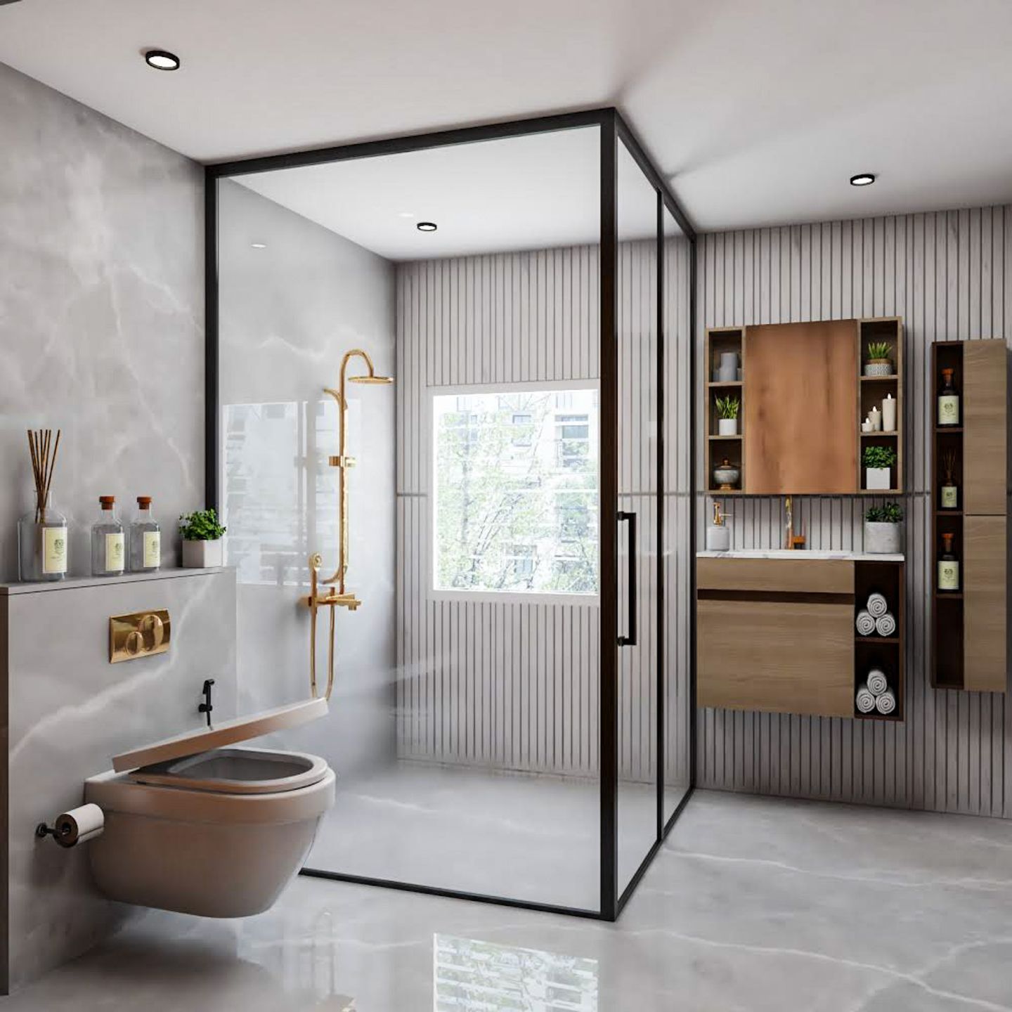 Bathroom Design With A Shower Unit - Livspace