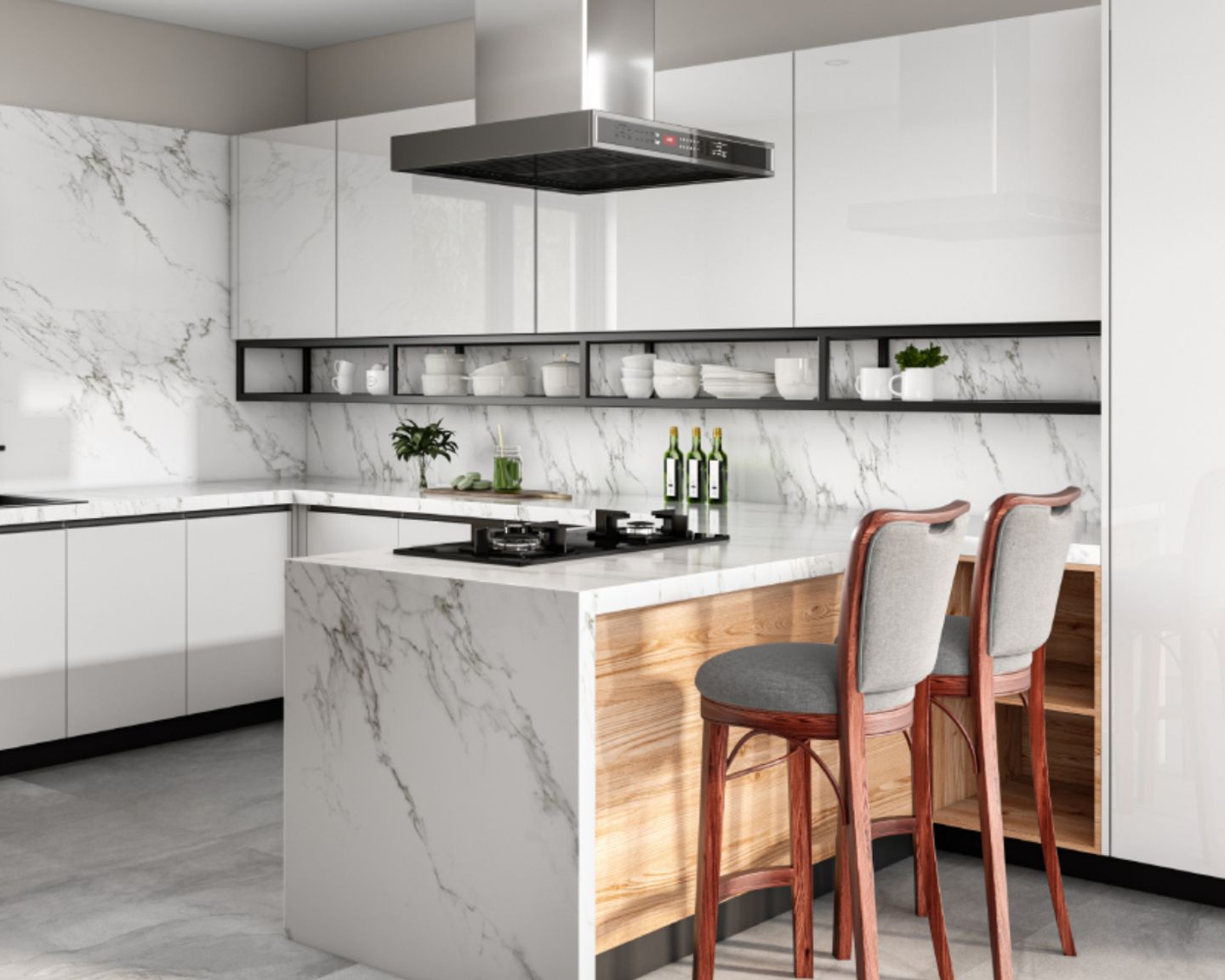 800x1200 mm Modern White Marble Tile Design - Livspace