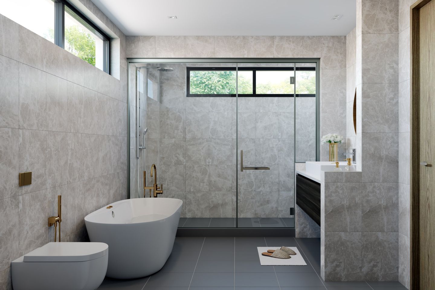 Modern Bathroom In Grey – Livspace