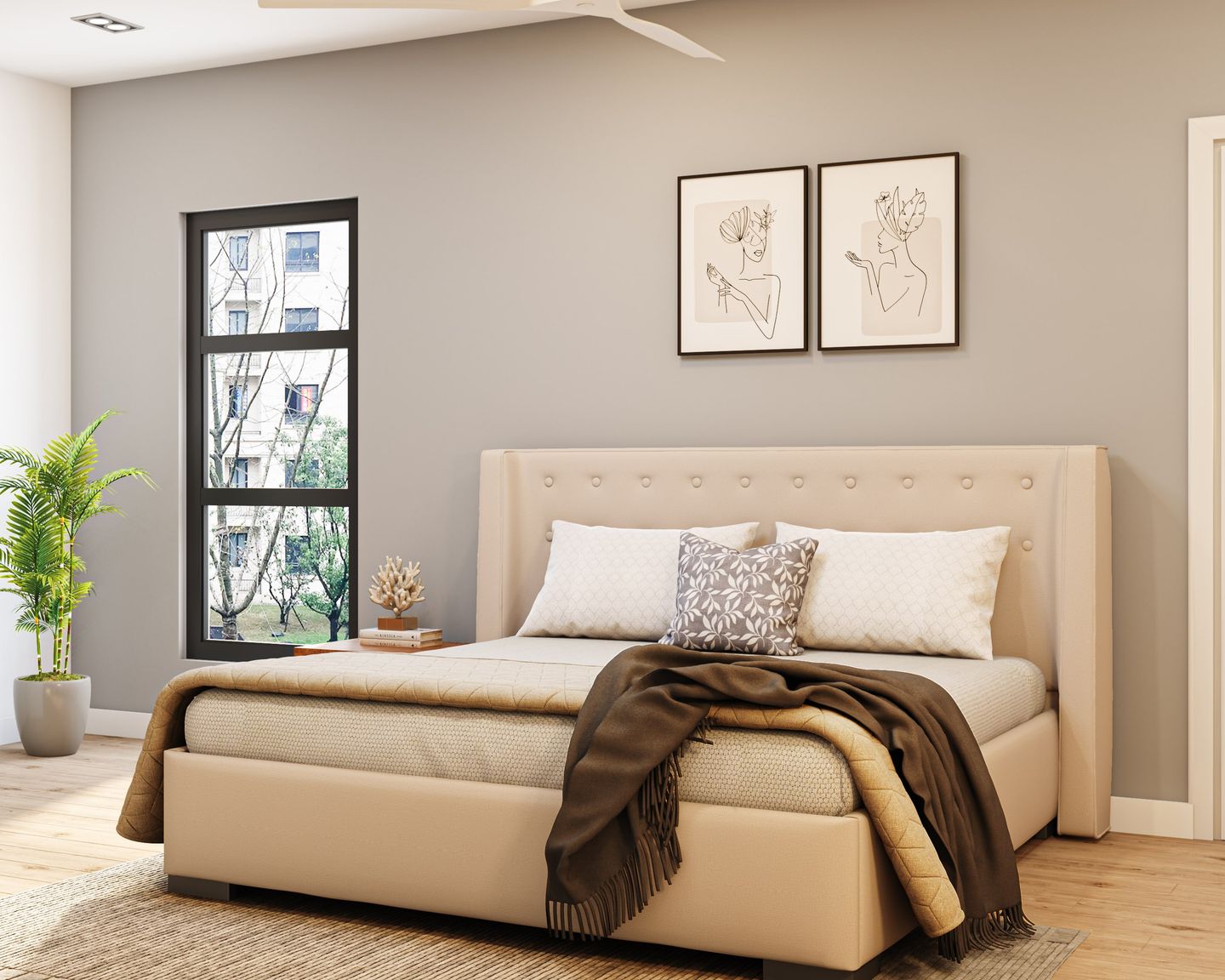 Contemporary Master Bedroom Design In Pastel Shades - Livspace