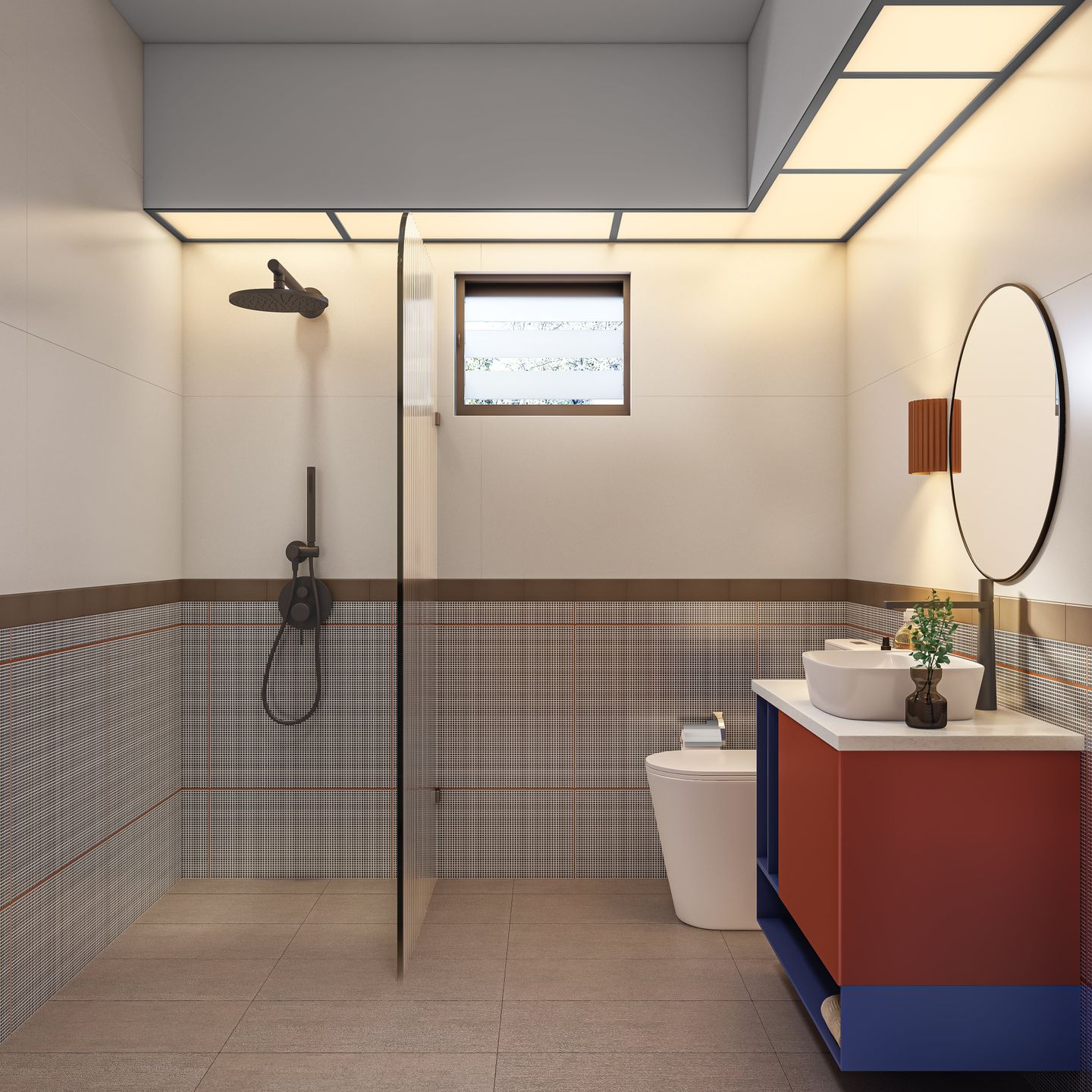 Modern Bathroom Design With Dual Toned Washbasin