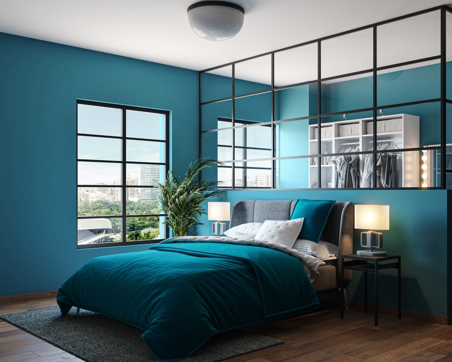 Blue Wall Paint For Bedrooms - Livspace