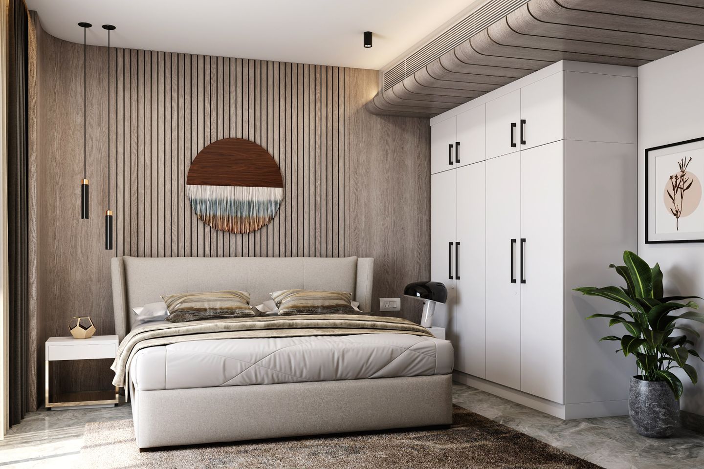 Spacious Bedroom Design With A White Wardrobe Livspace